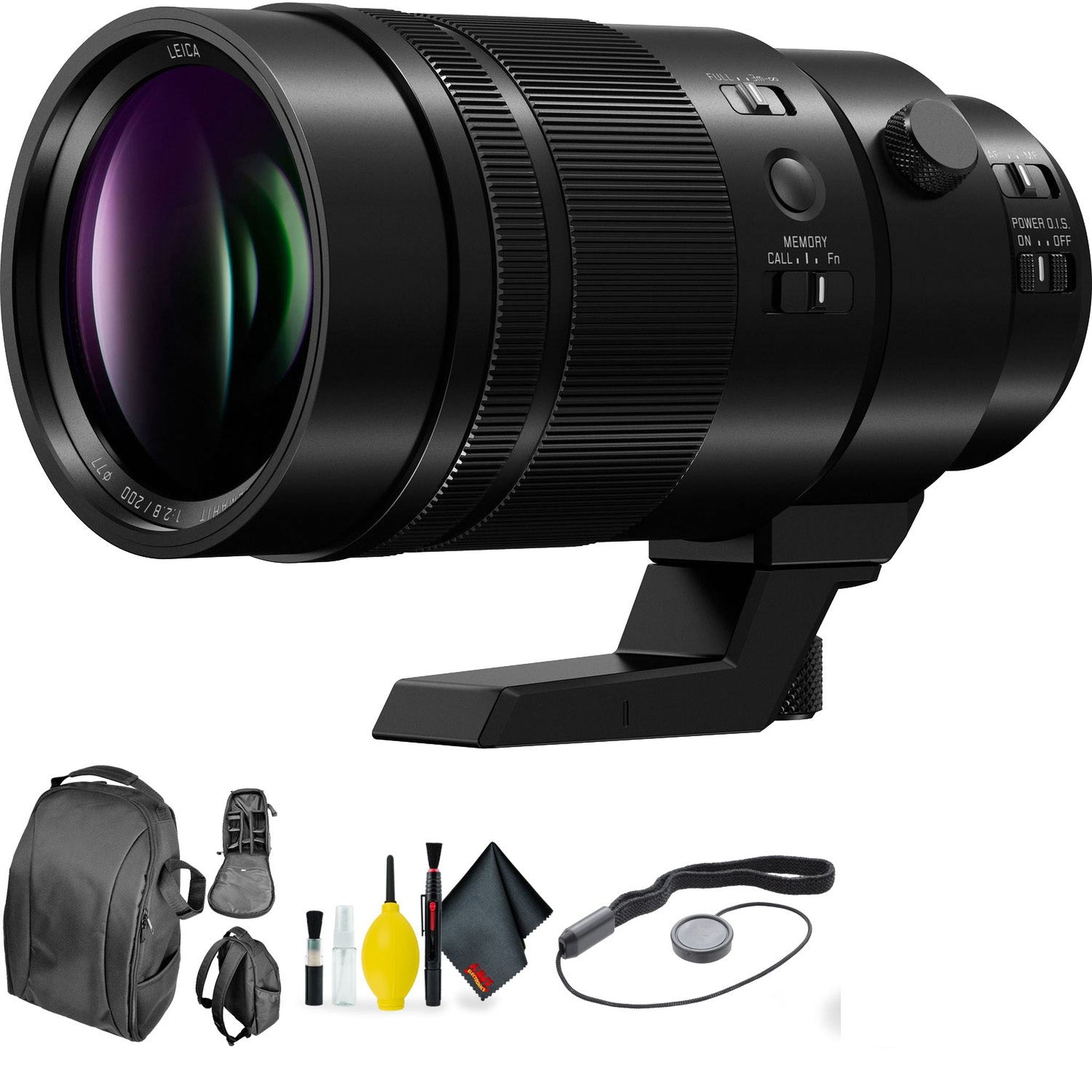 Panasonic Leica DG Elmarit 200mm f/2.8 Power O.I.S. Lens + Deluxe Lens Cleaning Kit Bundle Panasonic