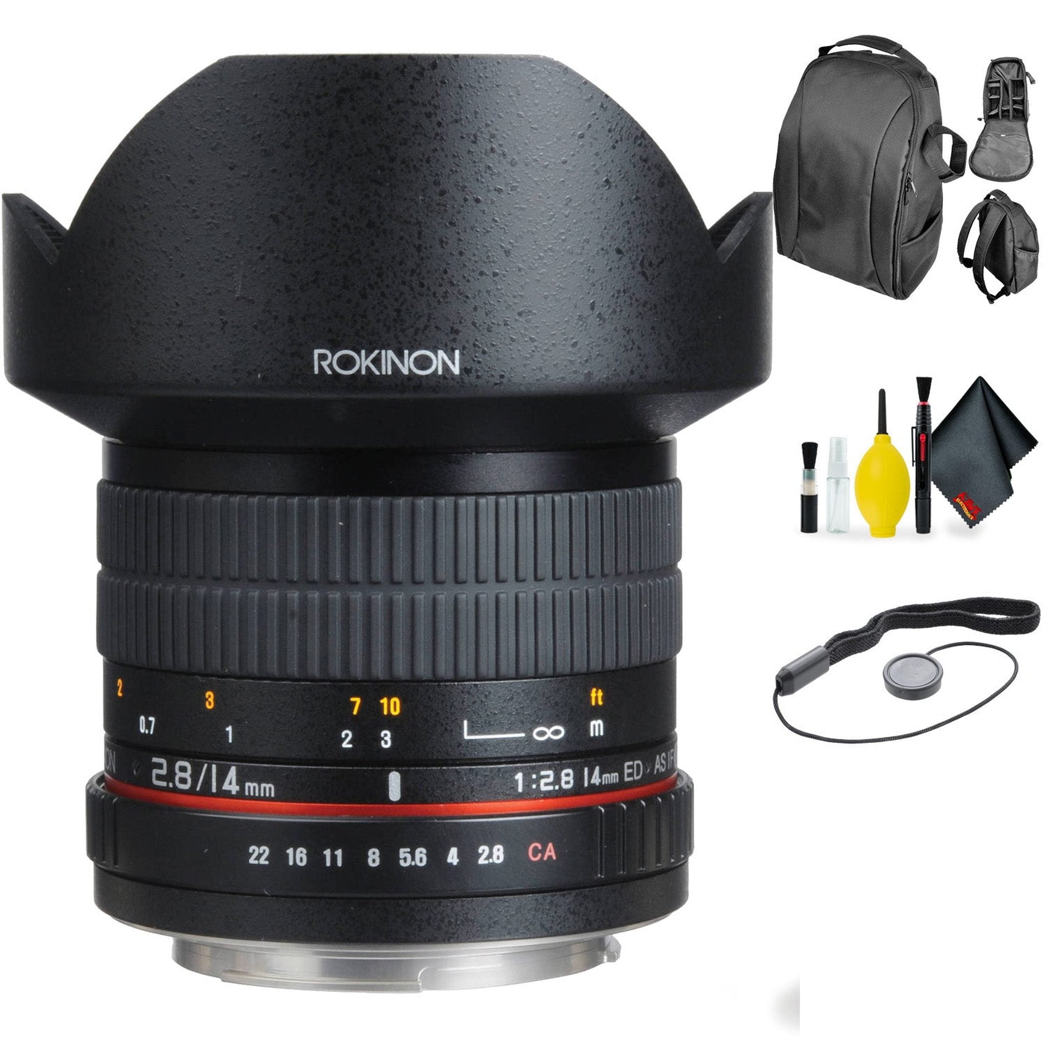 ROKINON 14 2.8 Lens for Olympus + Deluxe Lens Cleaning Kit Bundle Rokinon