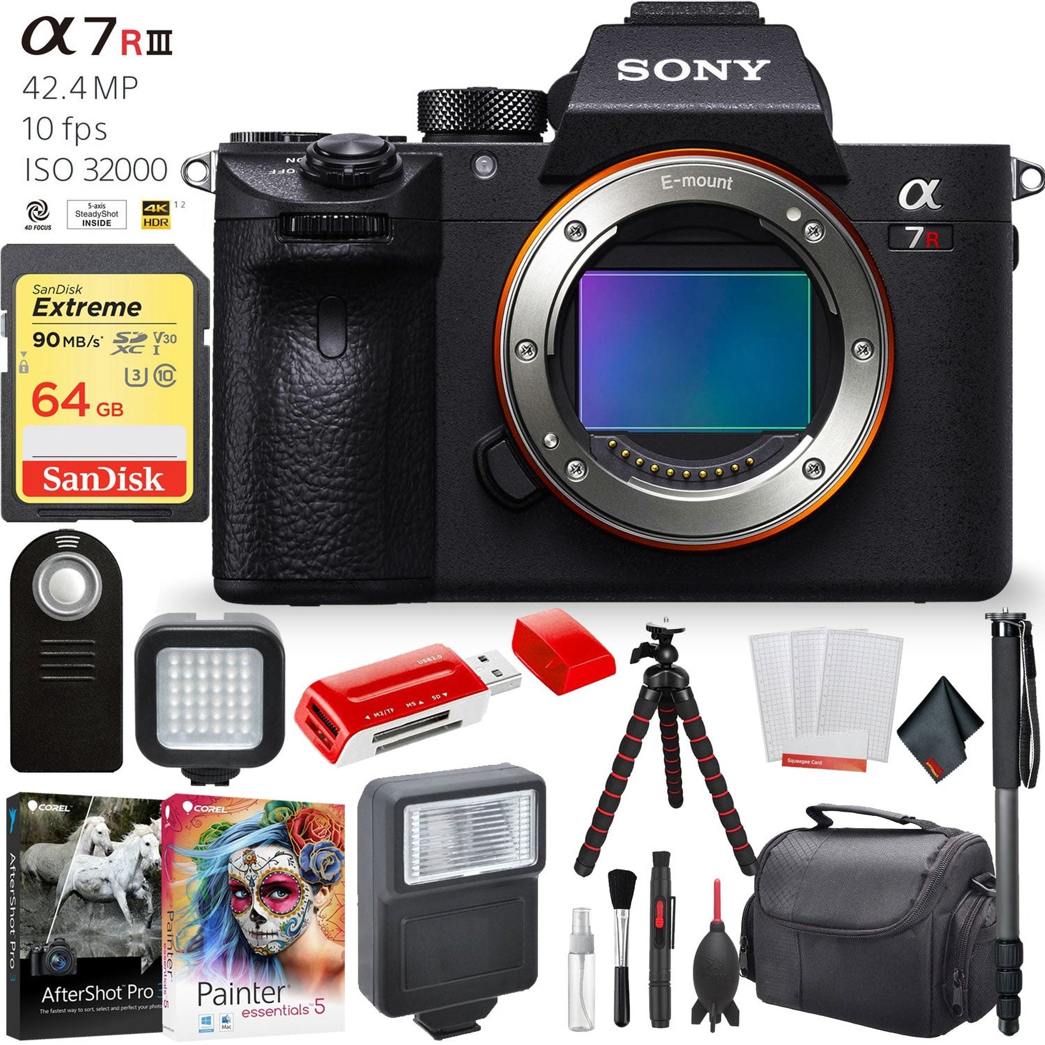 Sony a7R III 42.4MP Full-Frame Mirrorless Interchangeable Lens Camera Accessory Combo Sony