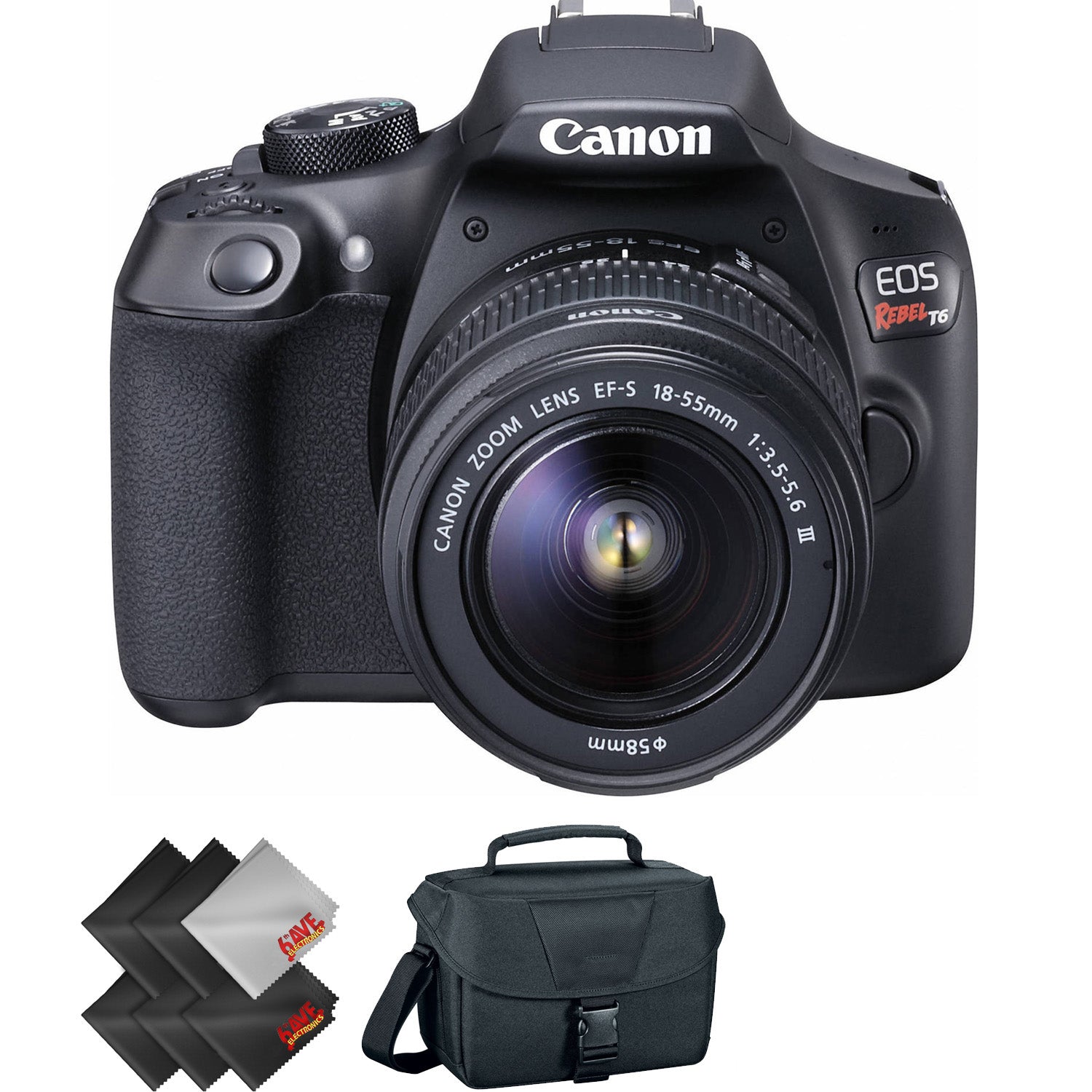 Canon EOS Rebel T6 DSLR Camera with 18-55mm and 75-300mm Lenses Kit + 1 Year Warranty Bundle Canon