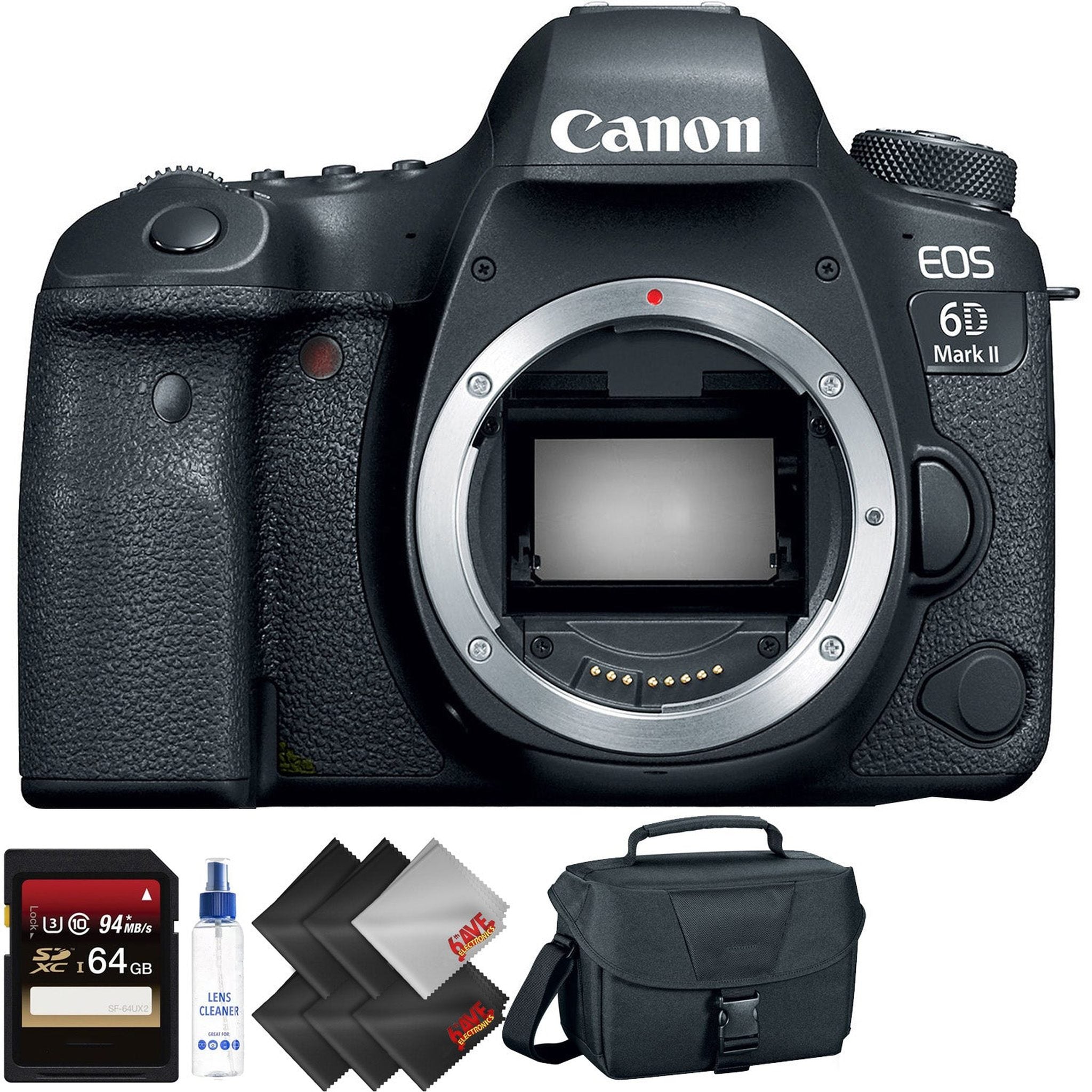 Canon EOS 6D Mark II DSLR Camera Body Only + 64GB Memory Card + 1 Year Warranty Base Bundle Canon