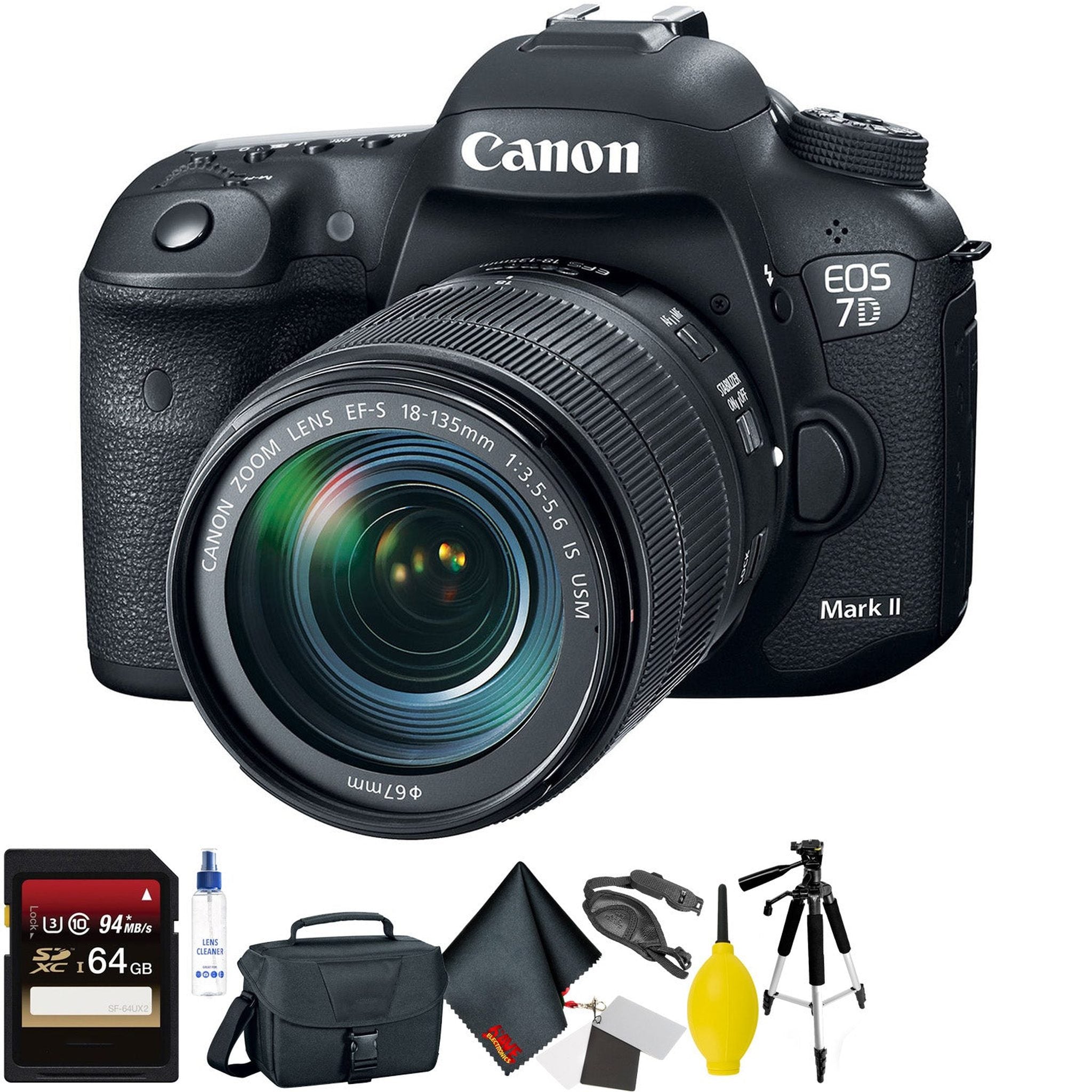 Canon EOS 7D Mark II DSLR Camera with 18-135mm f/3.5-5.6 is USM Lens & W-E1 Wi-Fi Adapter + 64GB Memory Card + Mega Acce Canon