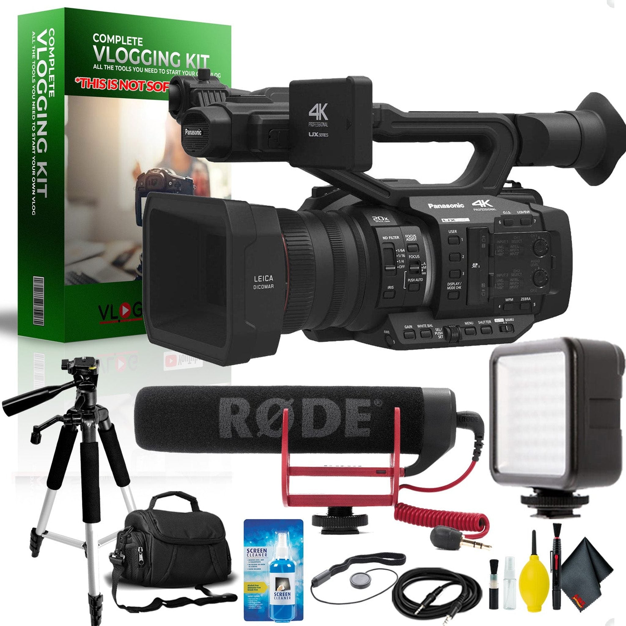 Panasonic AG-UX180 4K Premium Professional Camcorder Complete Vlogging Equipment Kit Panasonic