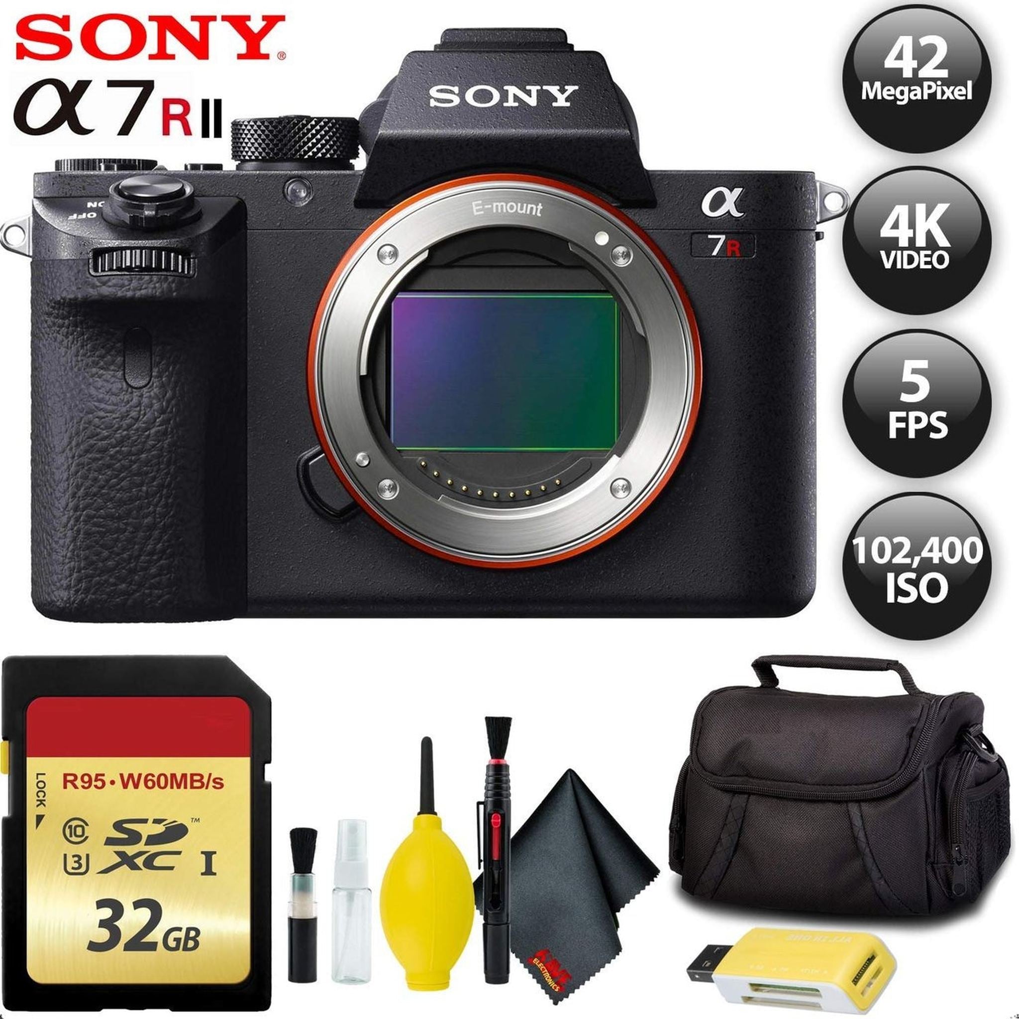 Sony Alpha a7R II Mirrorless Digital Camera + 256GB Memory Card Base Kit with Accessories Sony