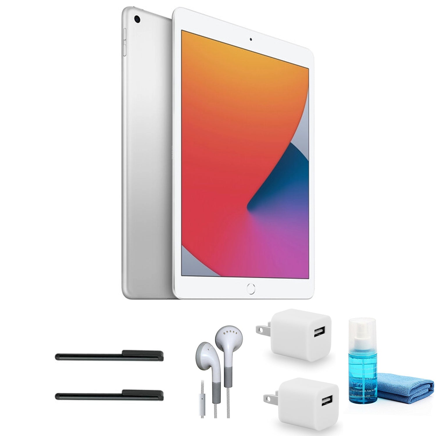 Apple 10.2 Inch iPad (8th Gen, 32GB, Wi-Fi Only, Silver) with Earbuds + More