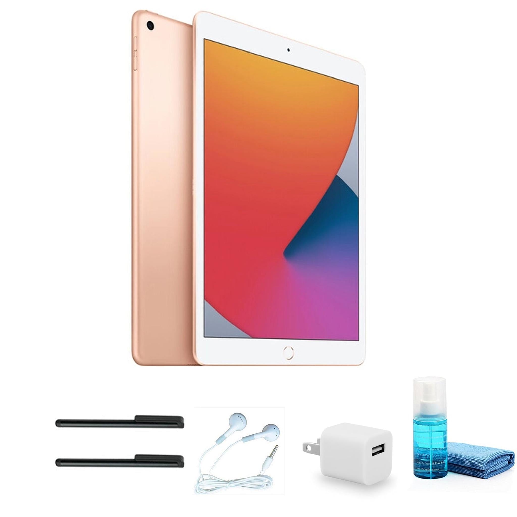 Apple 10.2 Inch iPad (8th Gen, 128GB, Wi-Fi Only, Gold) with Wired Earbuds Bundle