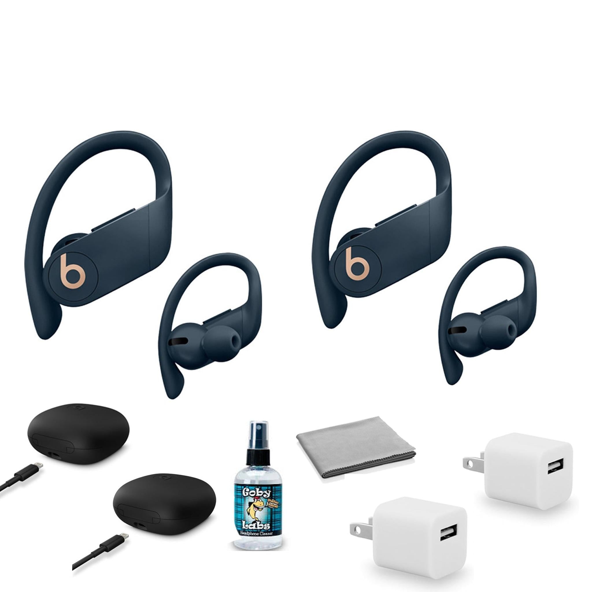 Beats by Dr. Dre Powerbeats Pro In-Ear Wireless Headphones Navy Blue MY592LL/A 2 Pack with Headphone Cleaner + More Beats