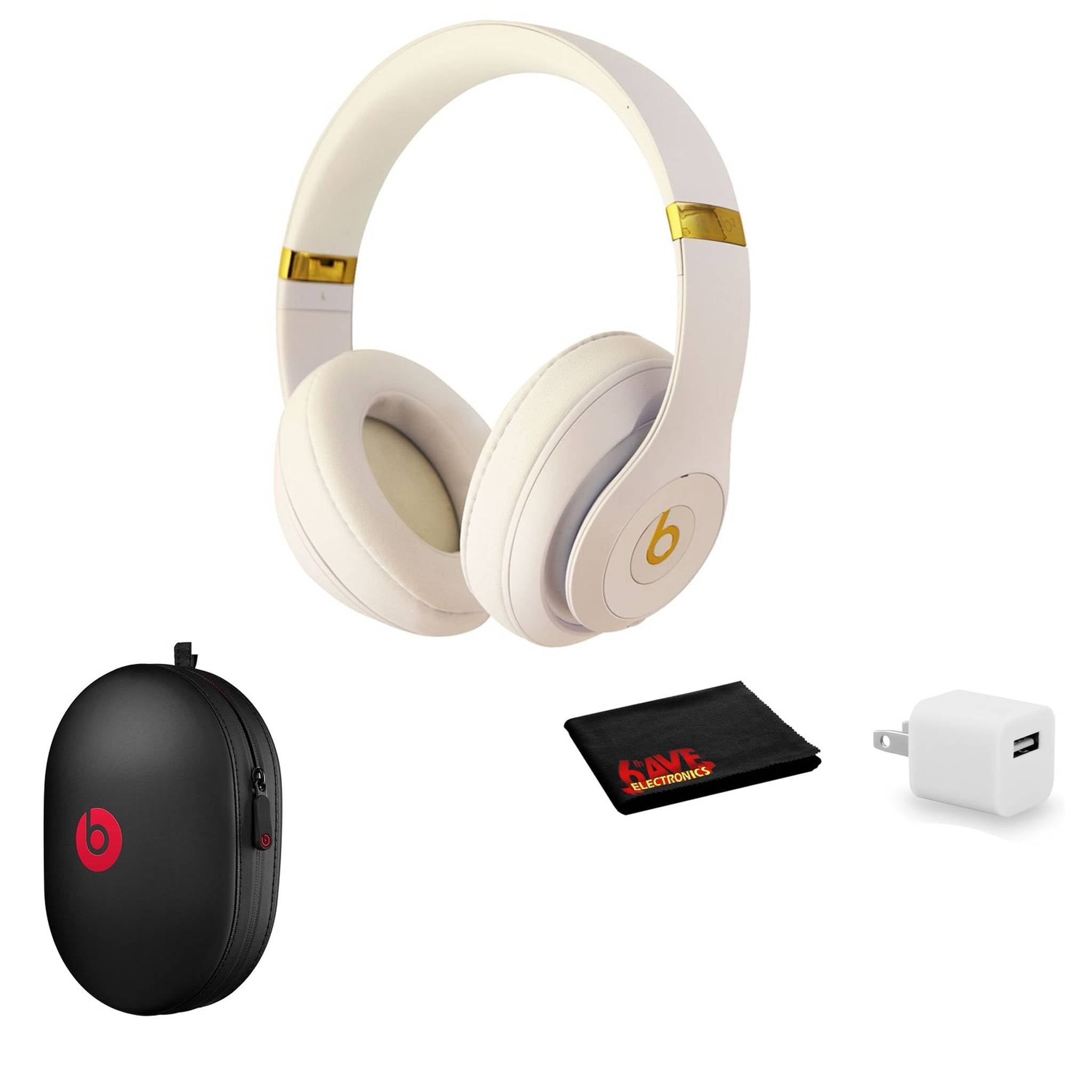 Beats Studio3 Wireless Series Over-Ear Headphones - Matte White/Gold MQ572LL/A Kit with USB adapter Beats