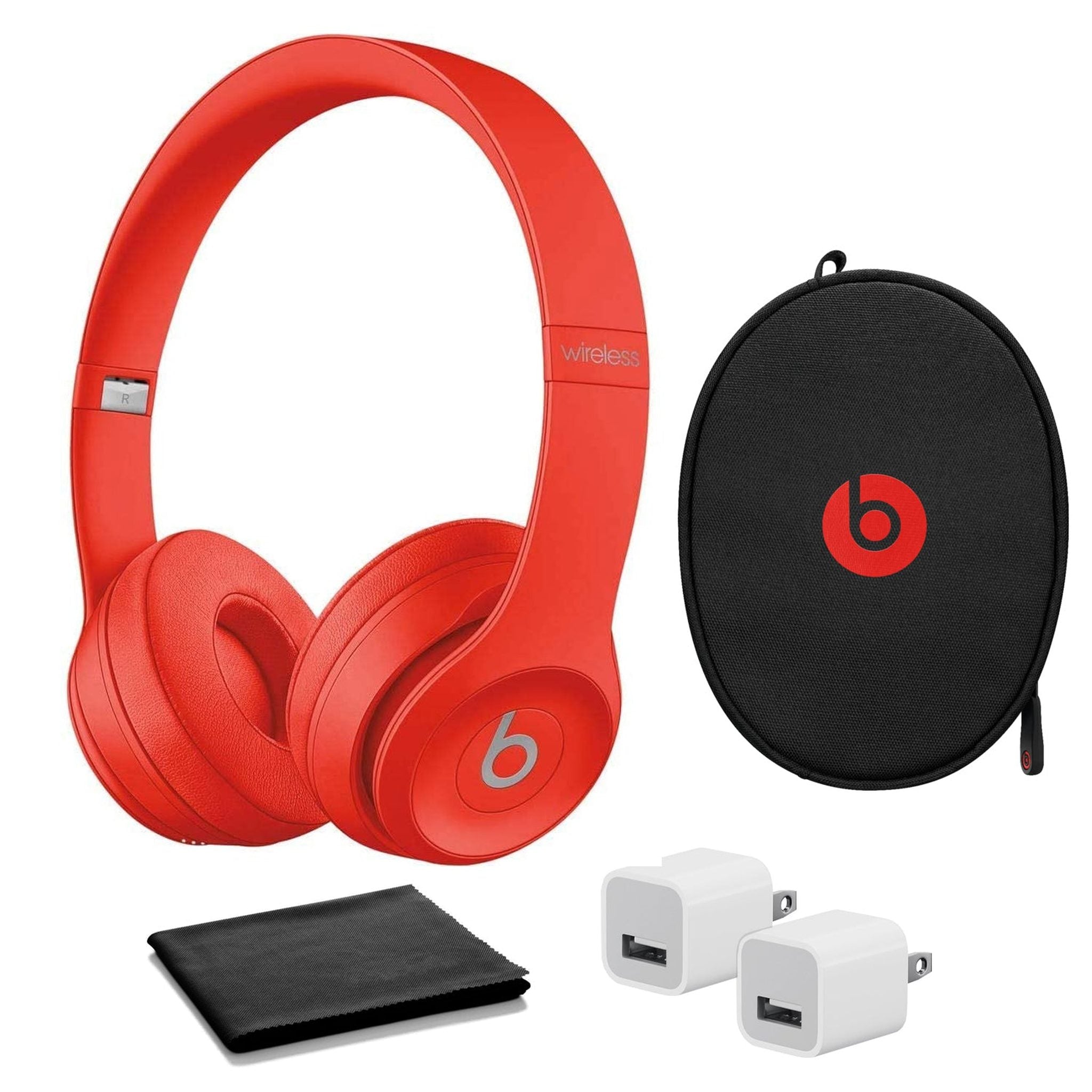 Solo 3 Wireless On-Ear Headphones - RED- with USB adapter Bundle Beats