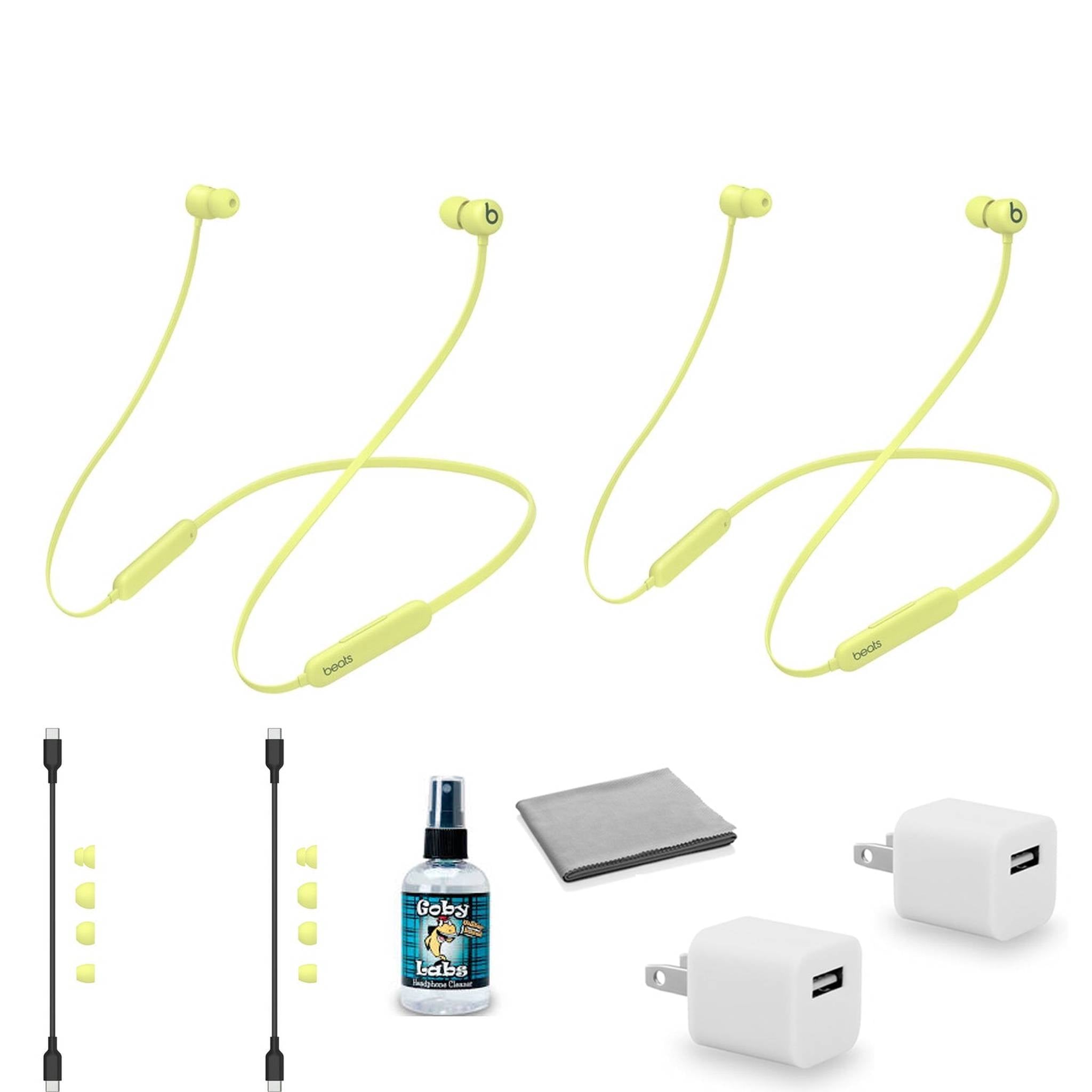 Beats by Dr. Dre Beats Flex Wireless In-Ear Headphones 2-Pack Yuzu Yellow MYMD2LL/A with Headphone Cleaner + More Beats