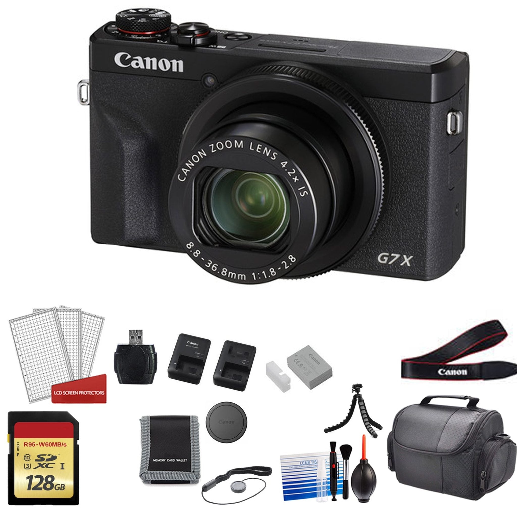 Canon PowerShot G7X Mark III Camera Black with 2x 64GB Memory Cards Bundle Canon