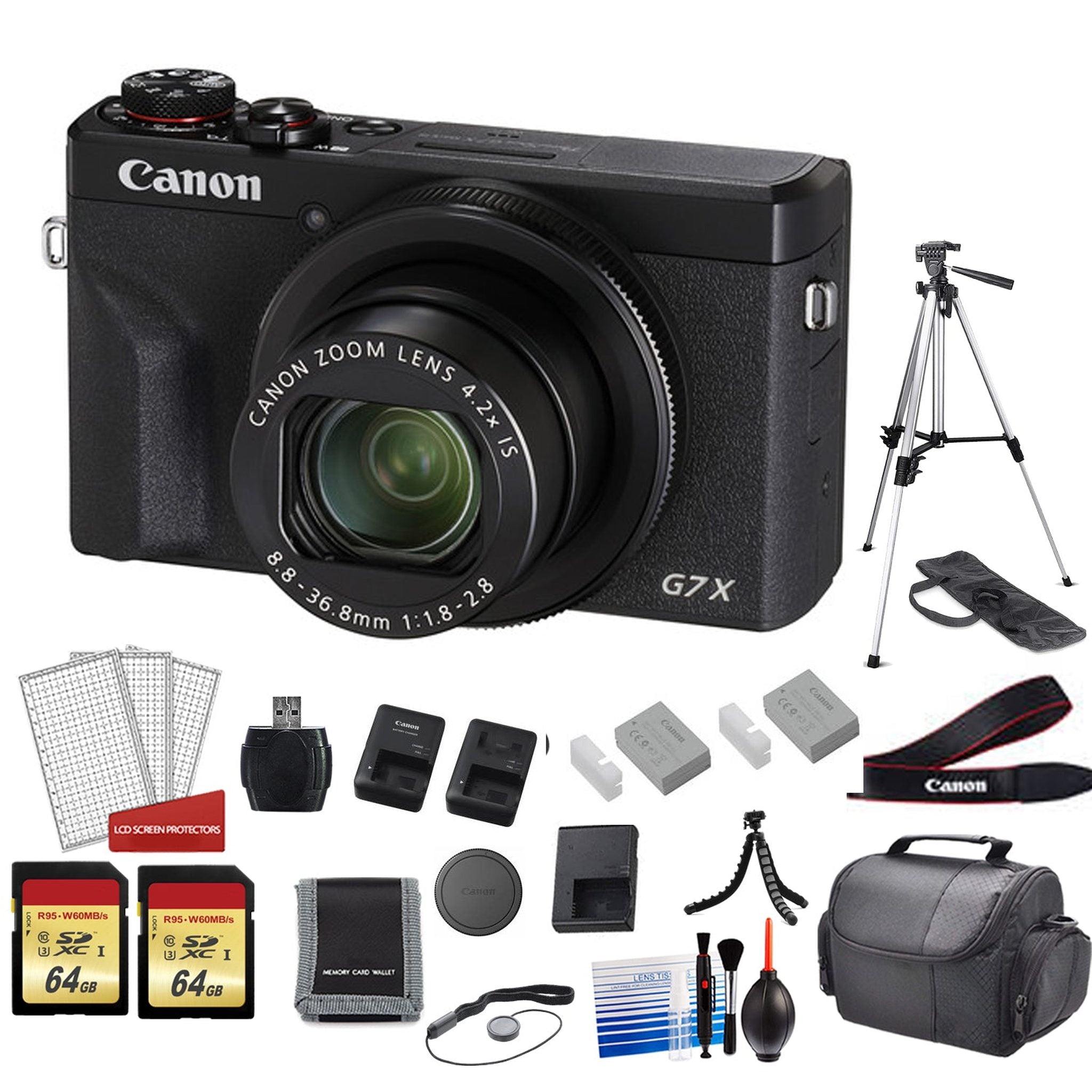 Canon PowerShot G7X Mark III Camera Black with 128GB Memory Card Bundle Canon