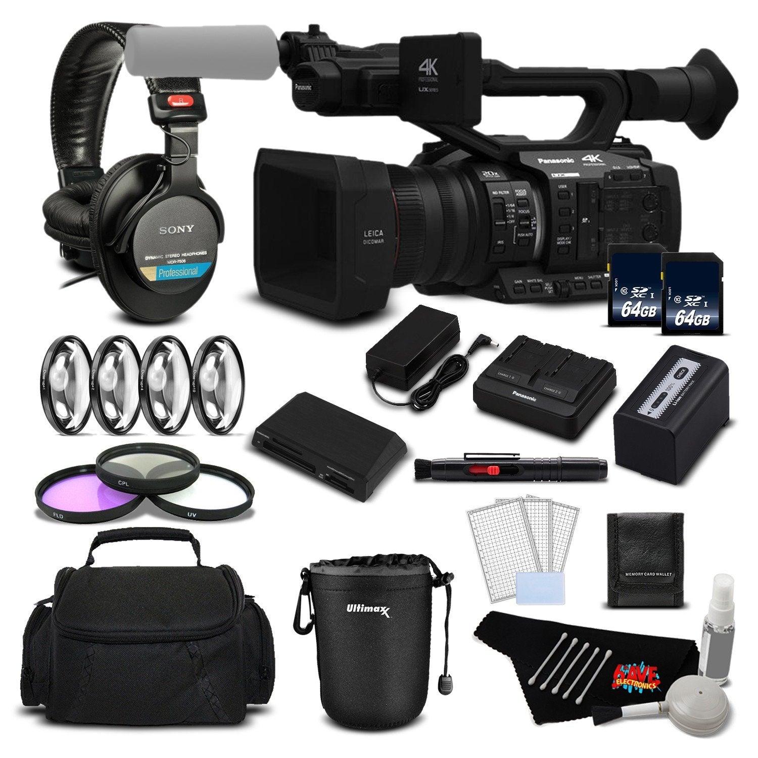 Panasonic AG-UX180 4K Premium Professional Camcorder International Version Deluxe Bundle Panasonic