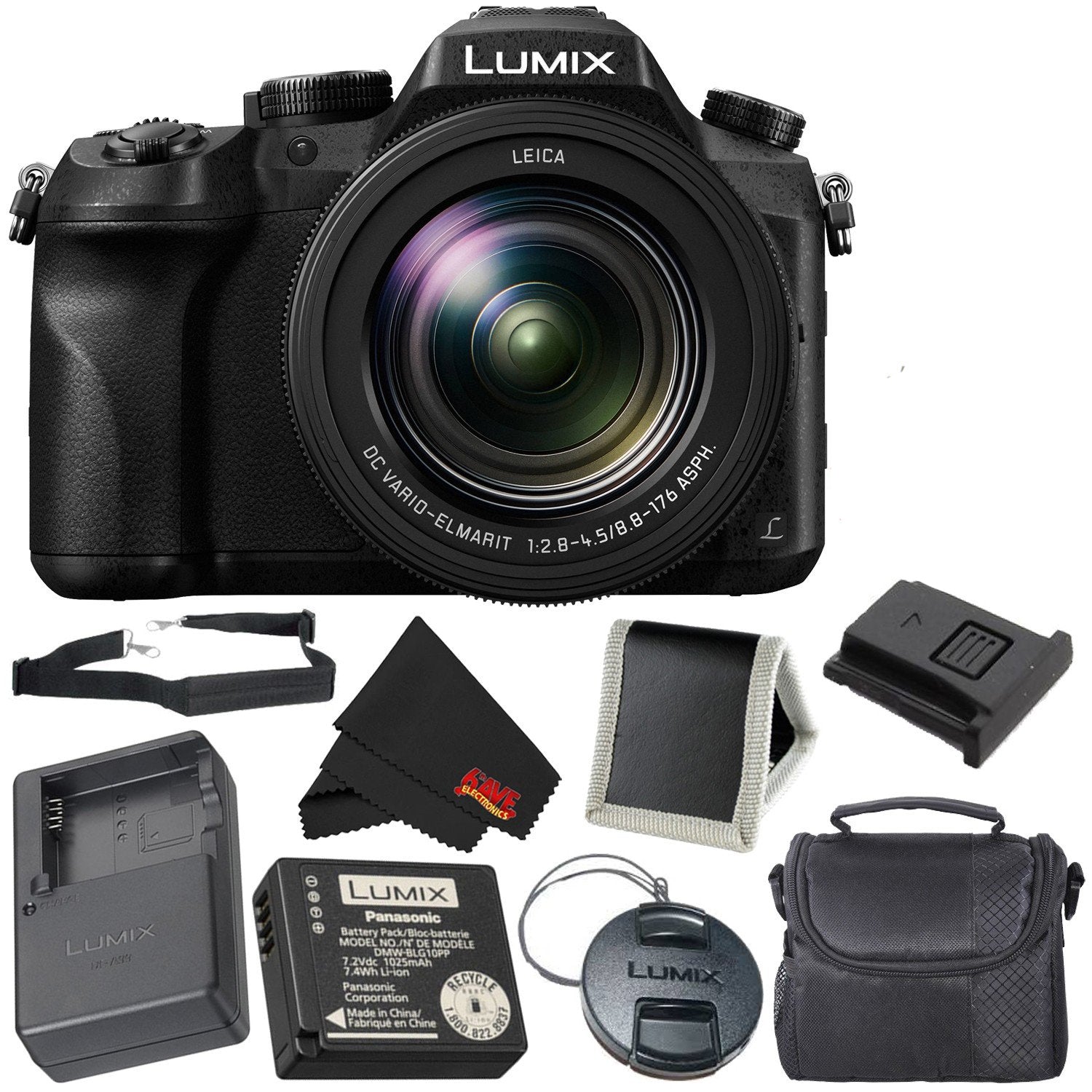 PANASONIC LUMIX DMC-FZ2500 4K Point and Shoot Camera w/20X Leica DC Vario-ELMARIT F2.8-4.5 Lens - International Version Base Bundle Panasonic