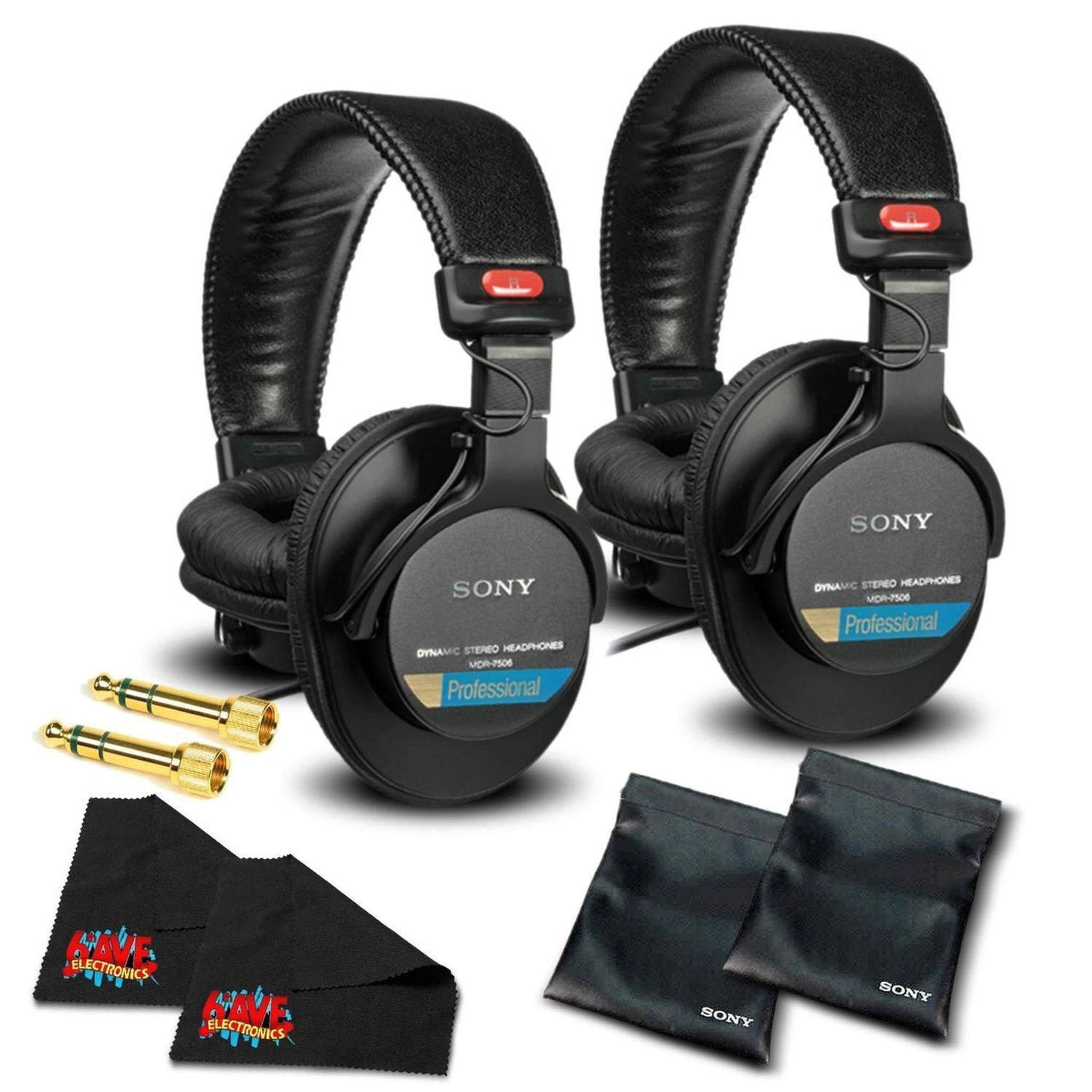 Sony MDR-7506 Headphones Professional Headphones 2 Pack Bundle with 1 Year Extended Warranty Sony