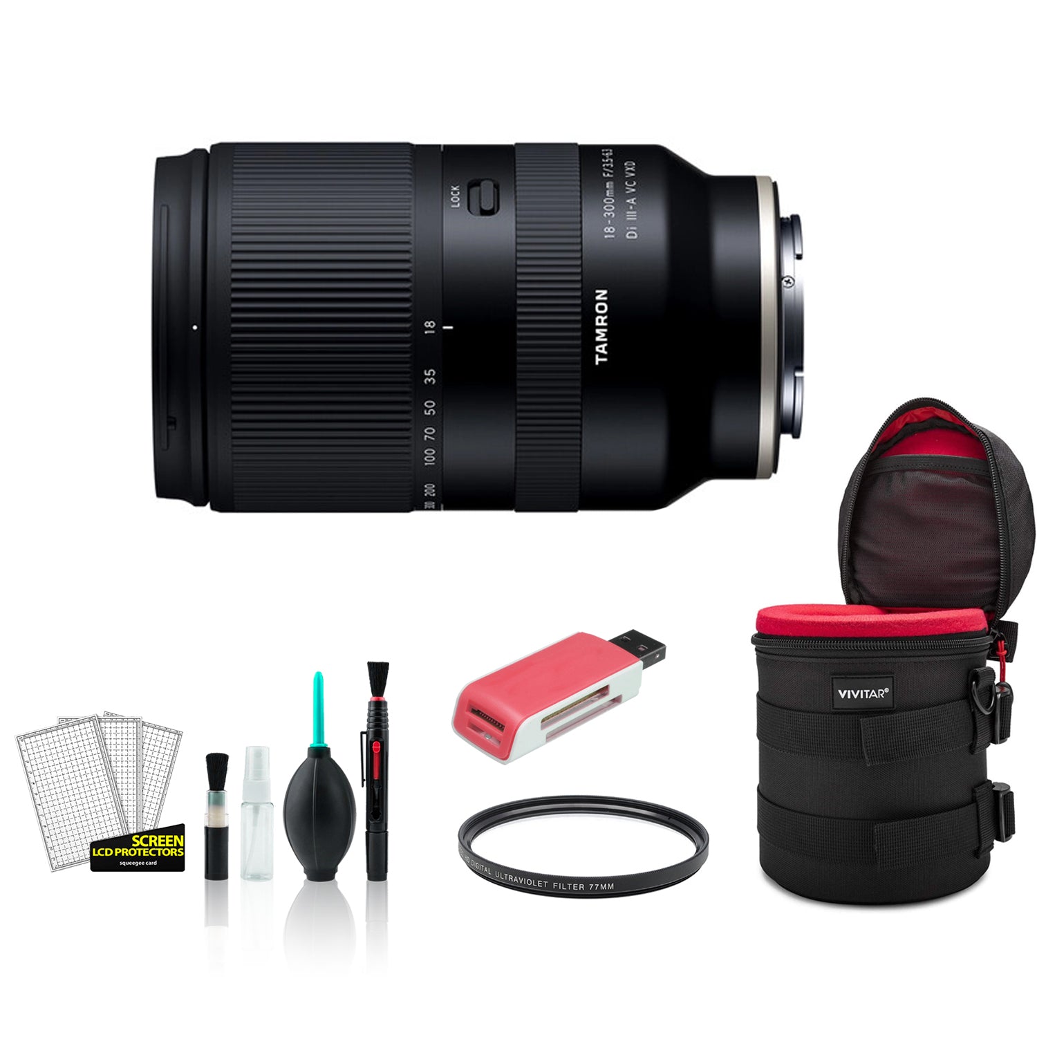 Tamron 18-300mm f/3.5-6.3 Di III-A VC VXD Lens for Sony E - Kit with Lens Case Tamron