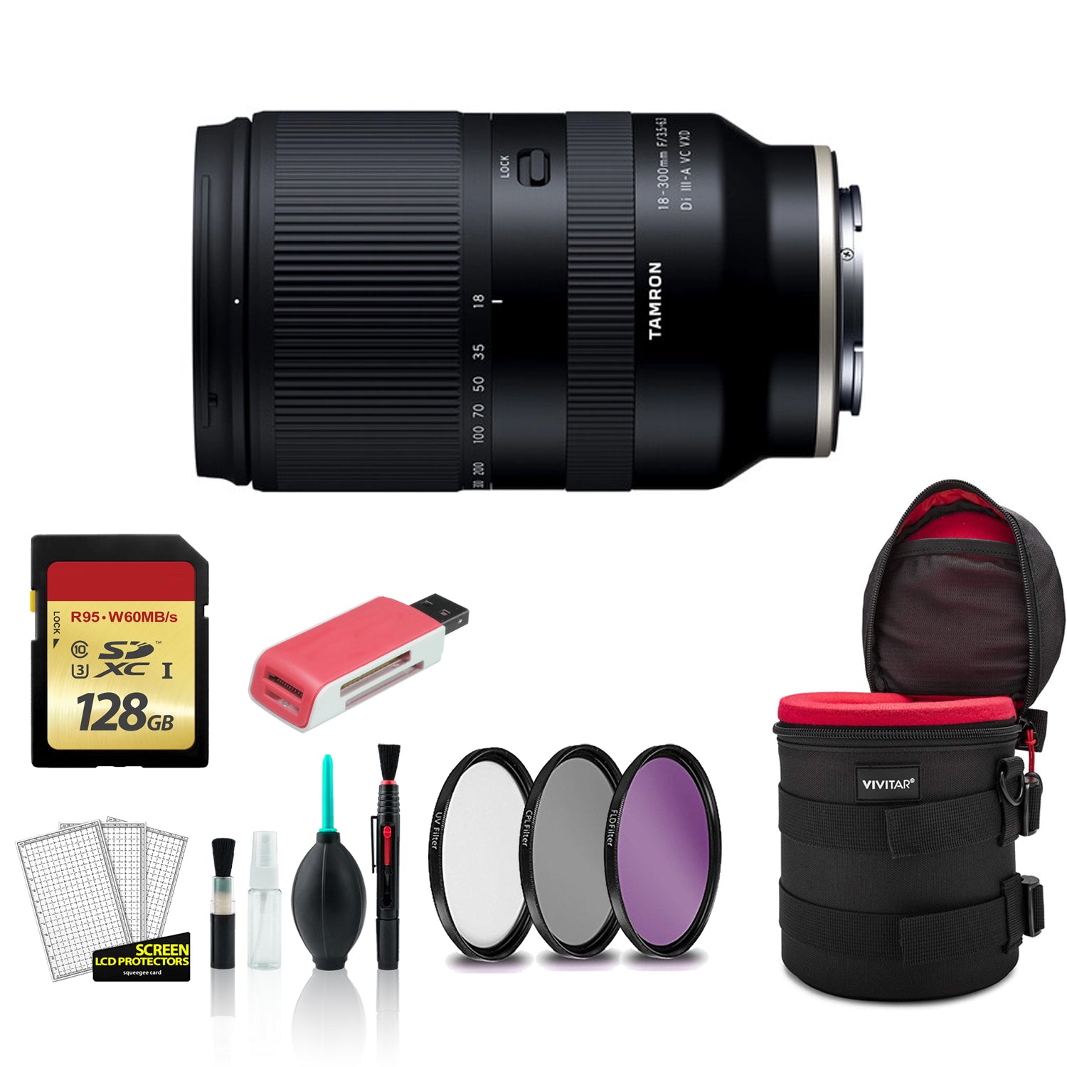 Tamron 18-300mm Lens for Sony E - Kit with 128GB Memory Card + More Tamron