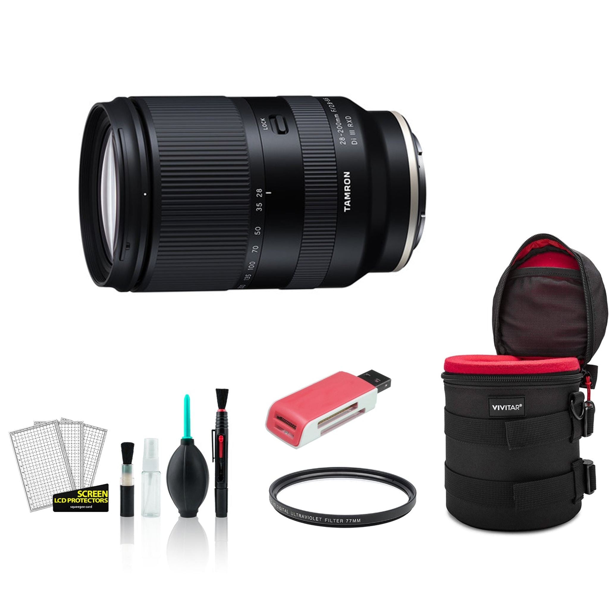 Tamron 28-200mm for Sony E f/2.8-5.6 Di III RXD Lens with UV Filter International Model Bundle Tamron