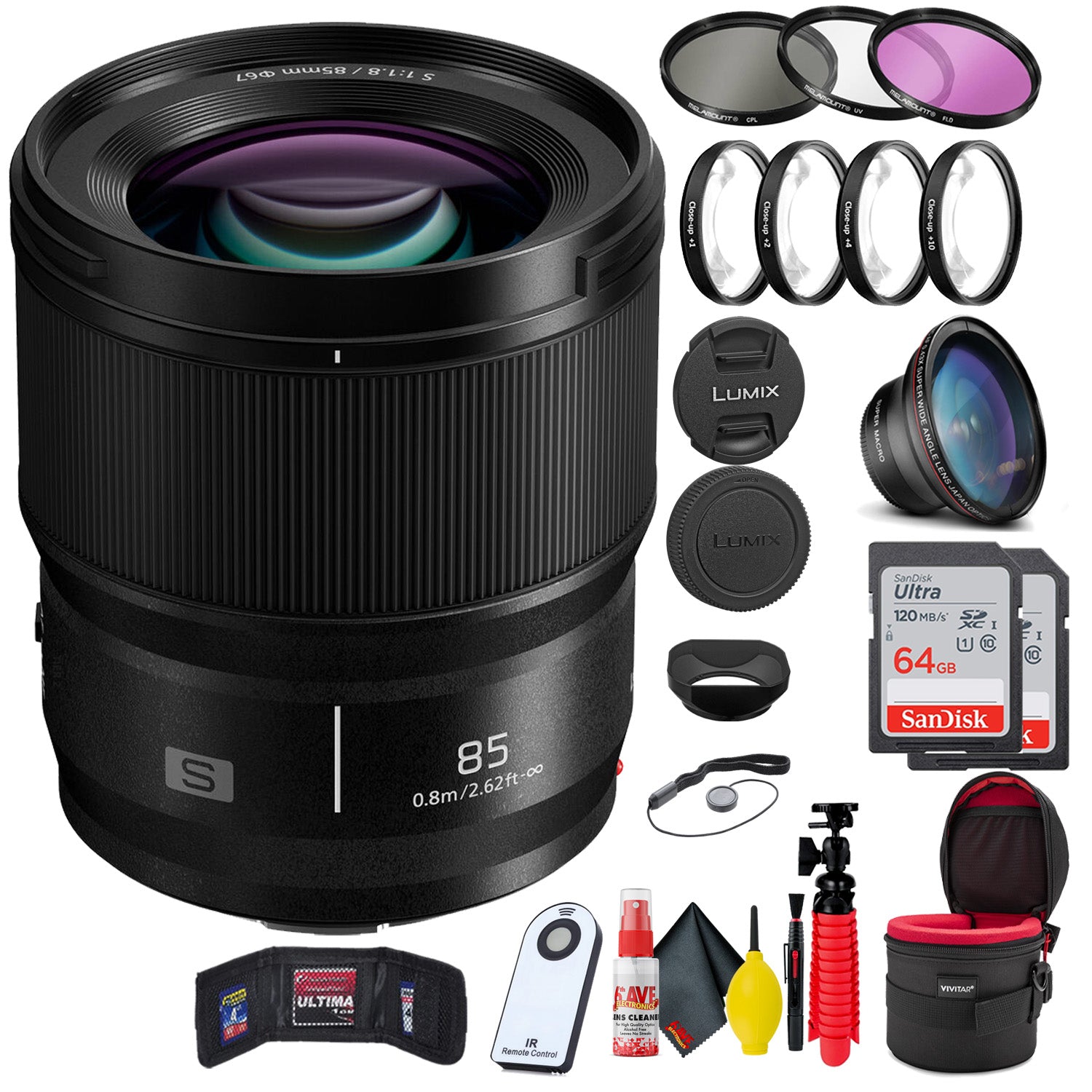 Panasonic Lumix S 85mm f/1.8 Lens + Accessories Bundle Pro Bundle Panasonic