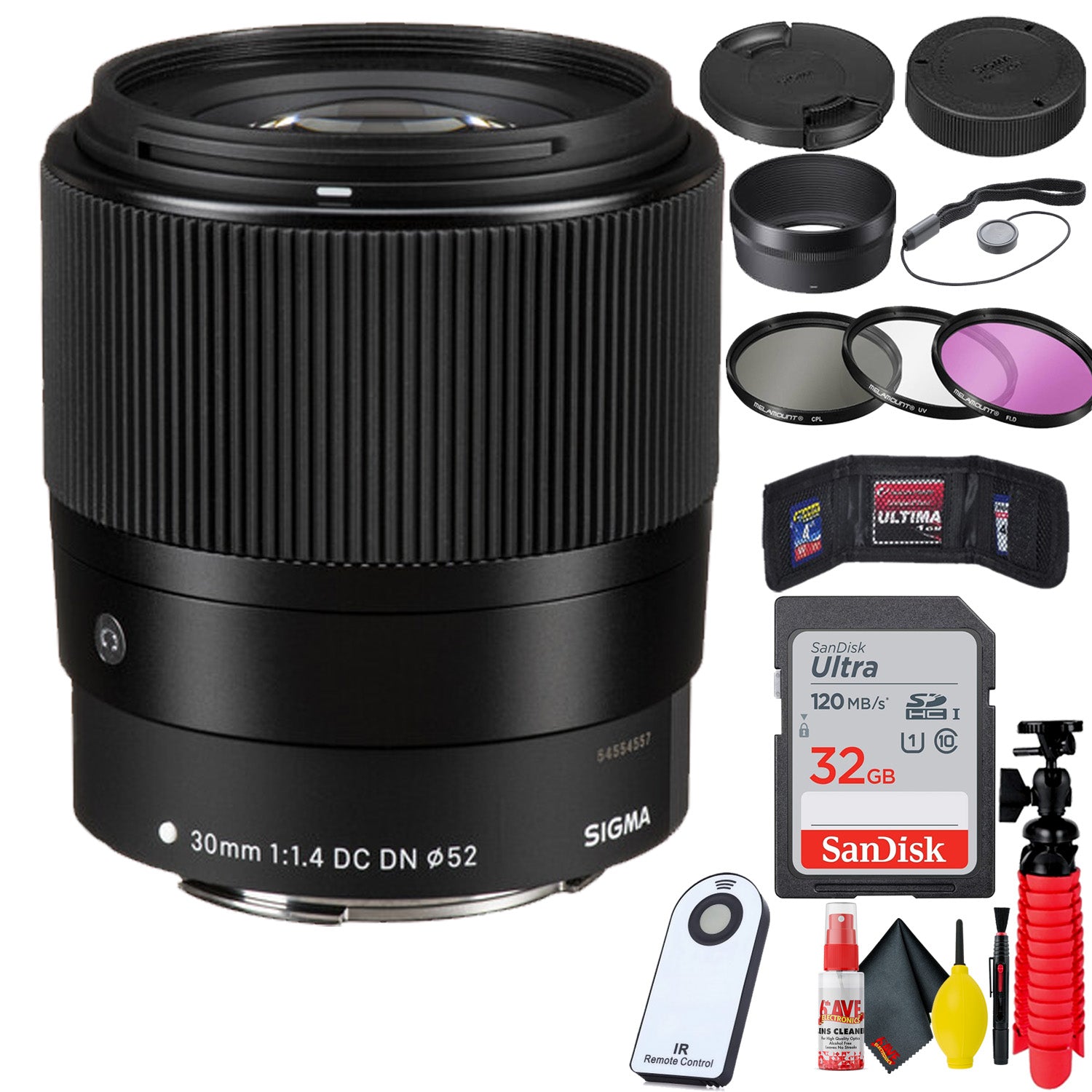 Sigma 30mm f/1.4 DC DN Contemporary Lens for Canon EF-M + 32GB SD Card Bundle Sigma