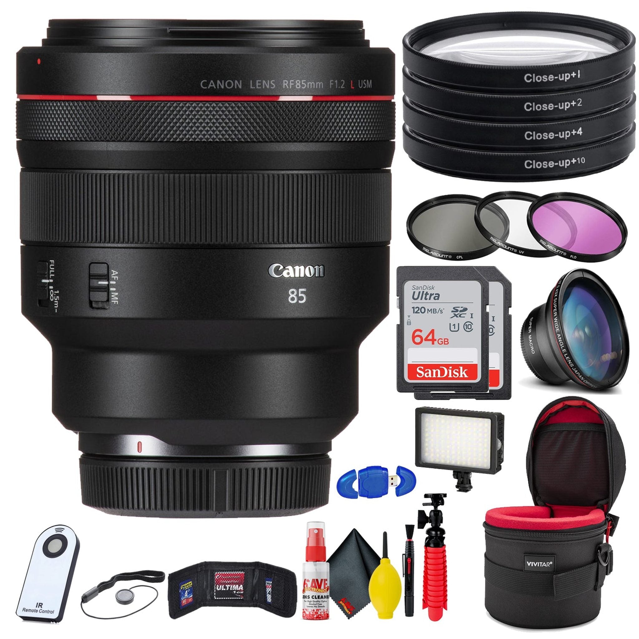 Canon RF 85mm f/1.2L USM Lens Bundle with 2 64GB SD Cards Canon