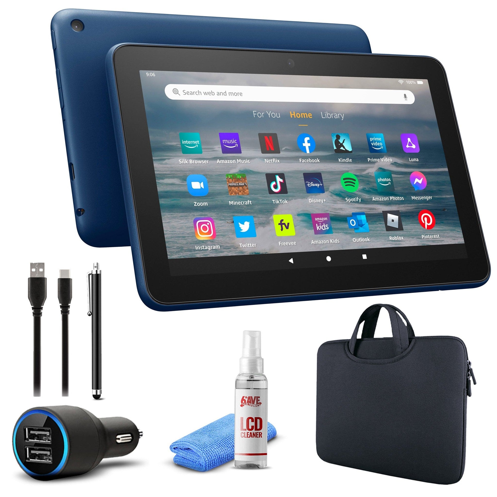 Amazon - Fire 7 16GB Tablet (2022) - Denim With Accessories Bundle