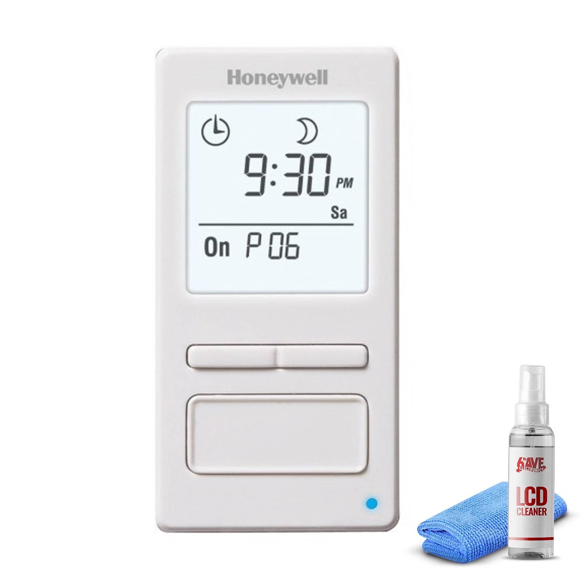 Honeywell Home 7-Day Programmable Light Switch Timer -White + LCD Cleaner Honeywell