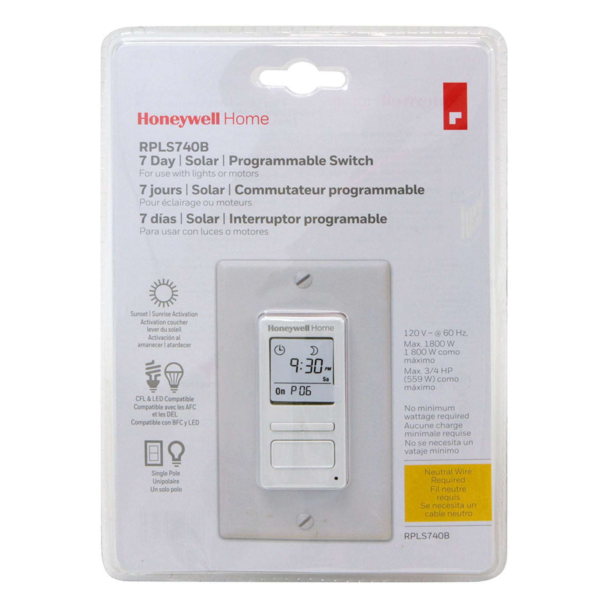 Honeywell Home 7-Day Programmable Light Switch Timer -White + LCD Cleaner Honeywell