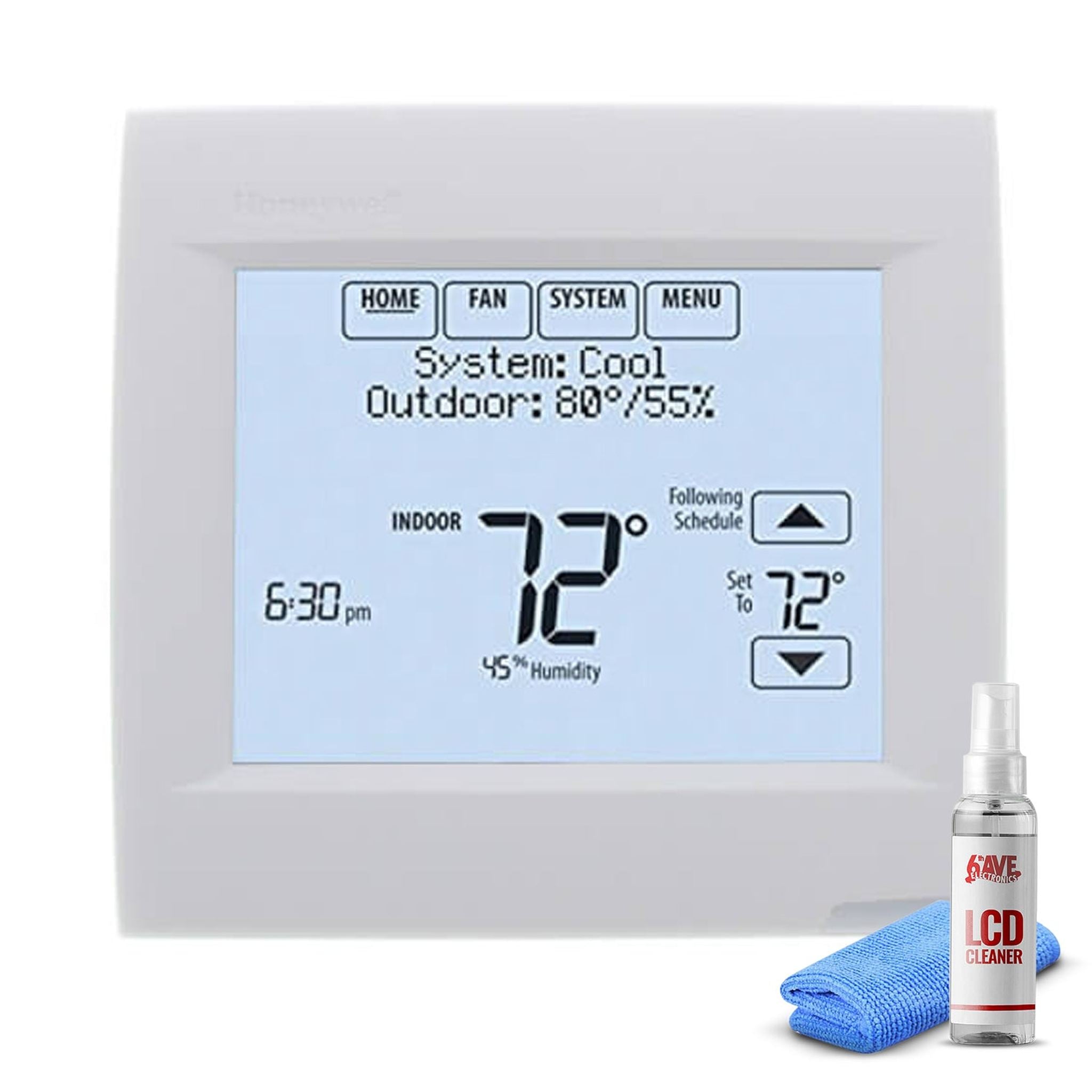 Honeywell VisionPRO 8000 Thermostat - White + LCD Cleaner Honeywell