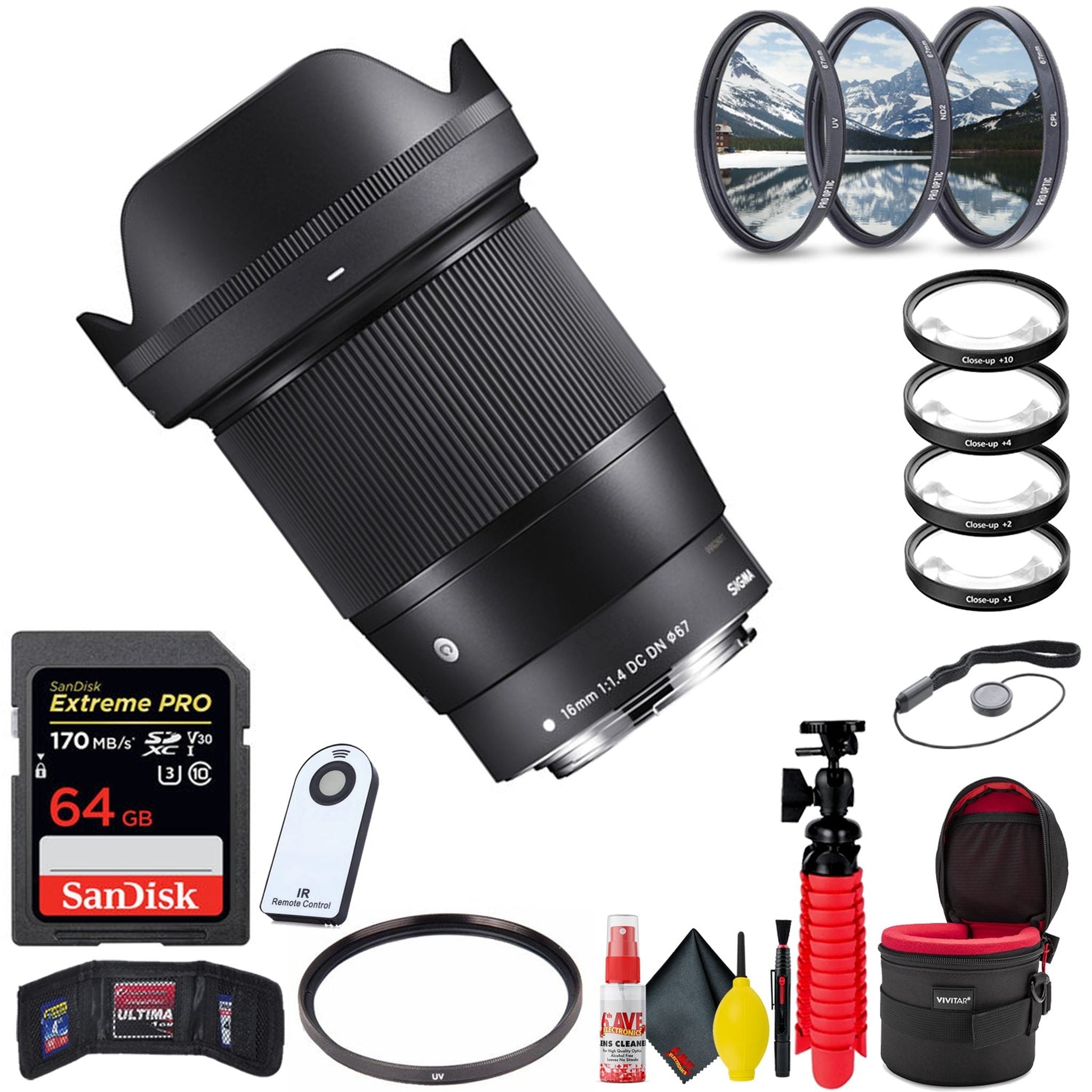 Sigma 16mm f/1.4 DC DN Contemporary Lens for Micro Four Thirds + Accessories Sigma