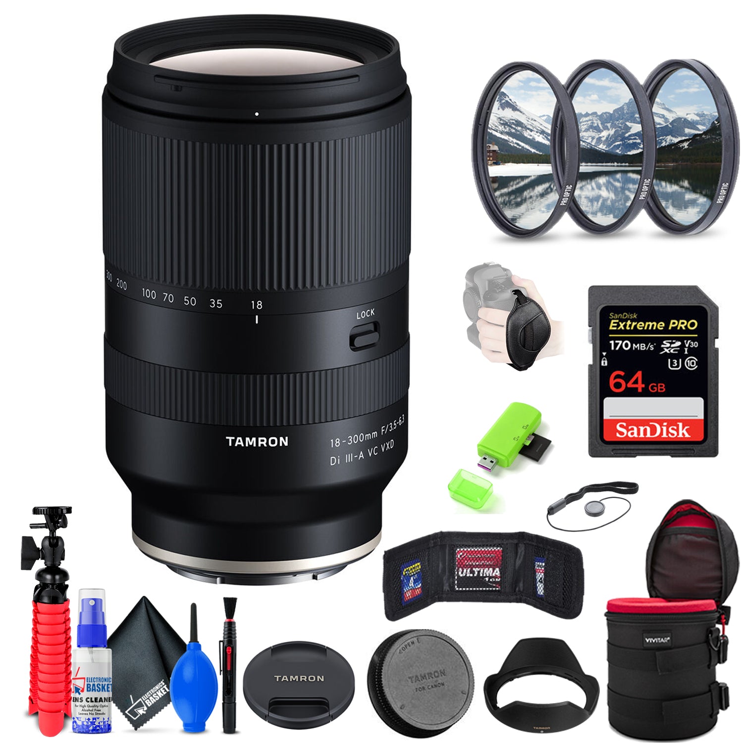 Tamron 18-300mm f/3.5-6.3 Di III-A Lens for Sony E + Accessories INT Model Tamron