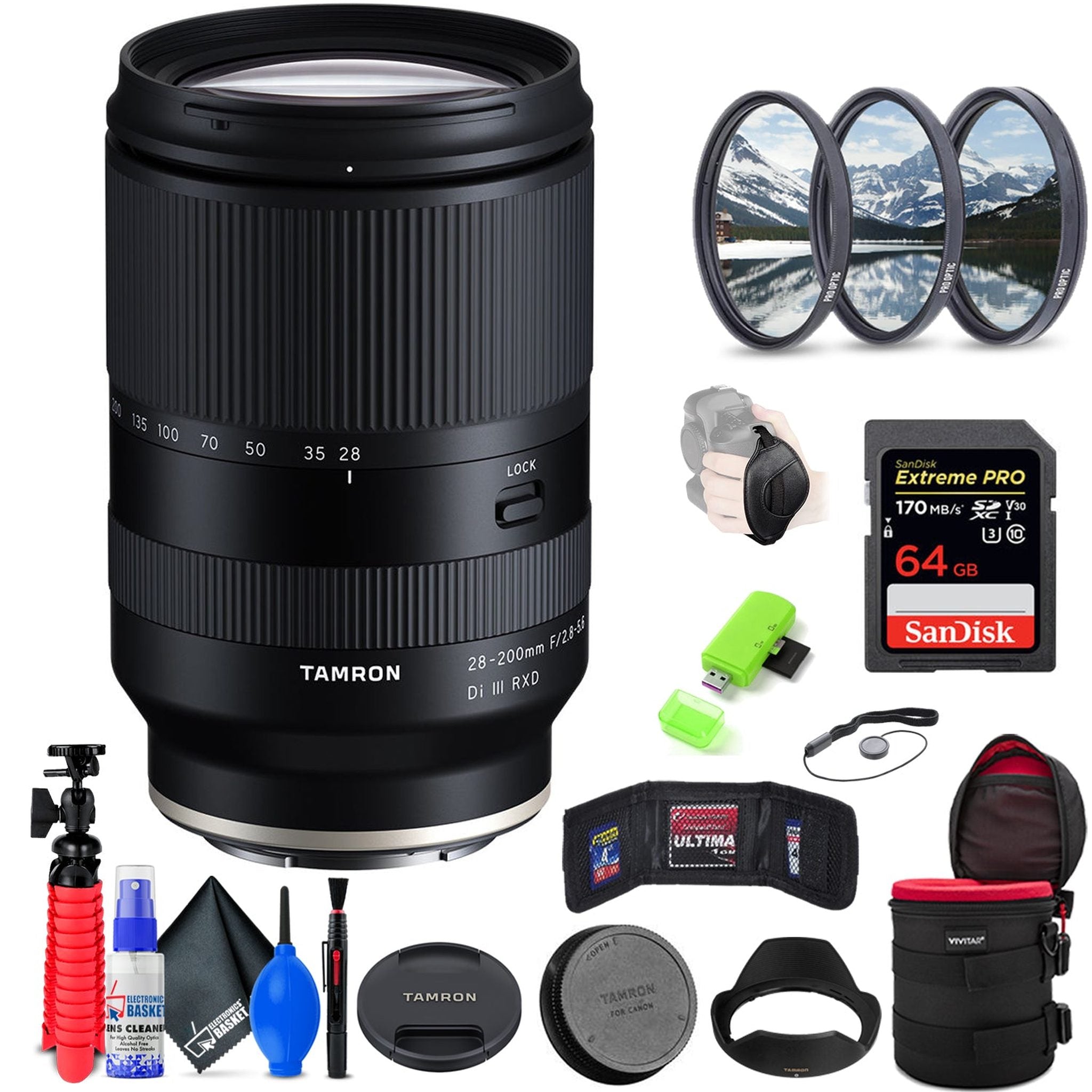 Tamron 28-200mm f/2.8-5.6 Di III RXD Lens for Sony E + Accessories INTL Model Tamron