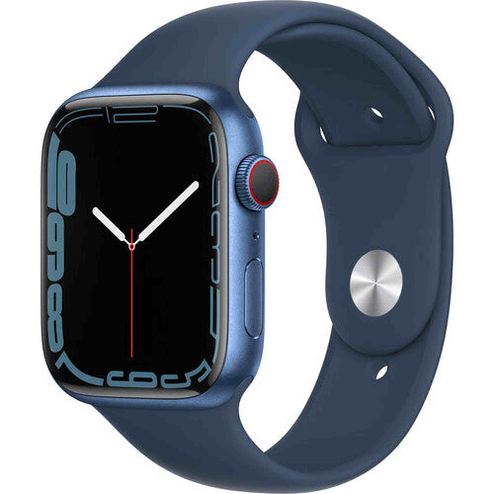 Apple Watch Series 7 GPS + Cellular, 45mm Blue Aluminum Case with Abyss Blue Sport Band - Regular