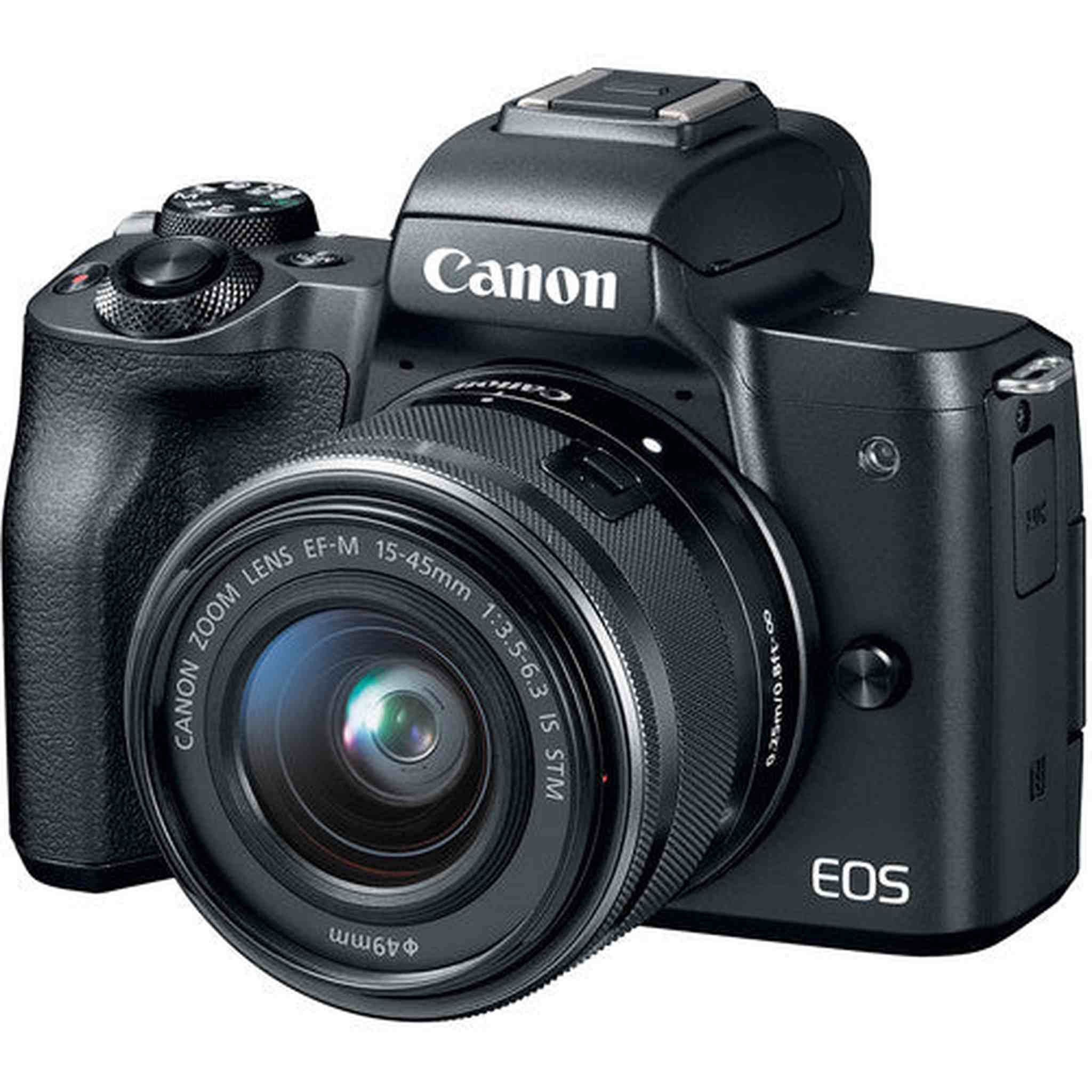 Canon EOS M50 Mirrorless Camera Body and EF-M15-45mm + EF-M 55-200mm Lenses and with Dual Pixel CMOS AF and 4K Video - Black Canon