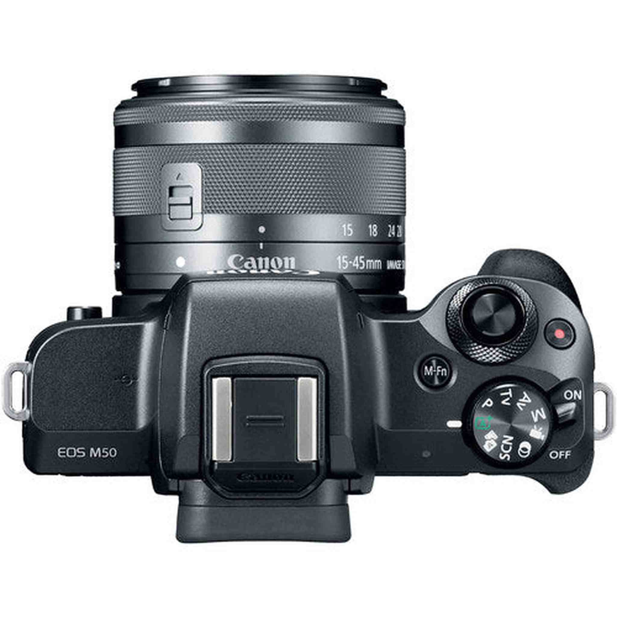 Canon EOS M50 Mirrorless Camera Body and EF-M15-45mm + EF-M 55-200mm Lenses and with Dual Pixel CMOS AF and 4K Video - Black Canon