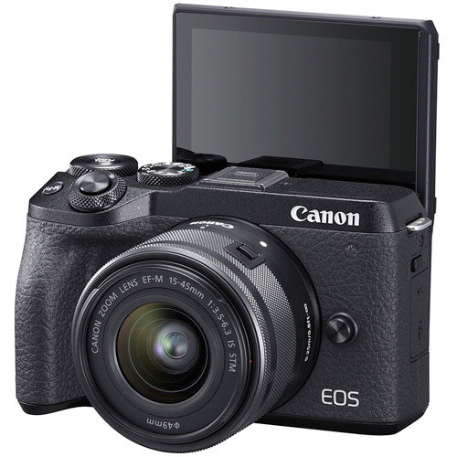 Canon EOS M6 Mark II Mirrorless Digital Camera with 15-45mm Lens and EVF-DC2 Black International model No Warranty Canon