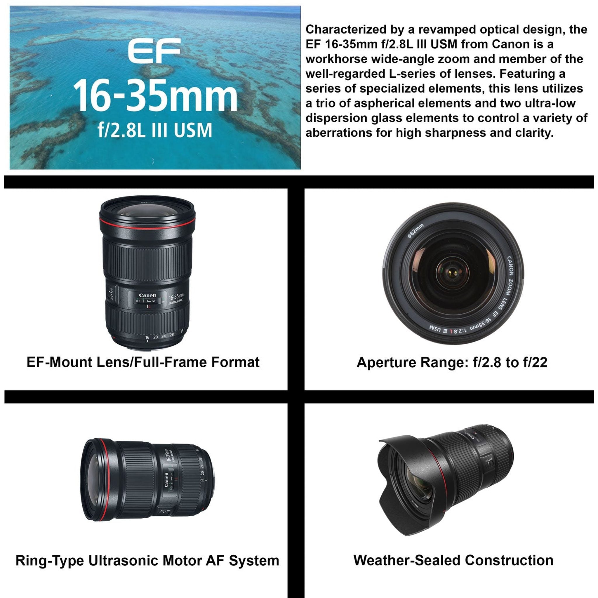 Canon EF 16-35mm f/2.8L III USM Lens 0573C002 Essential Bundle Kit for Canon EOS - International Model No Warranty Canon