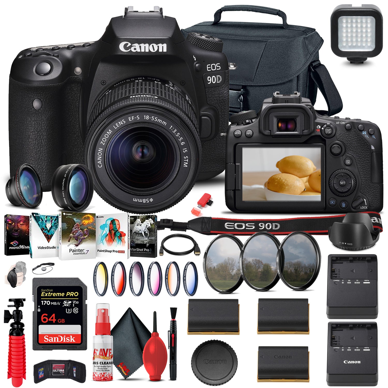 Canon EOS 90D DSLR Camera with 18-55mm Lens 3616C009 + 64GB Memory Card + More Canon