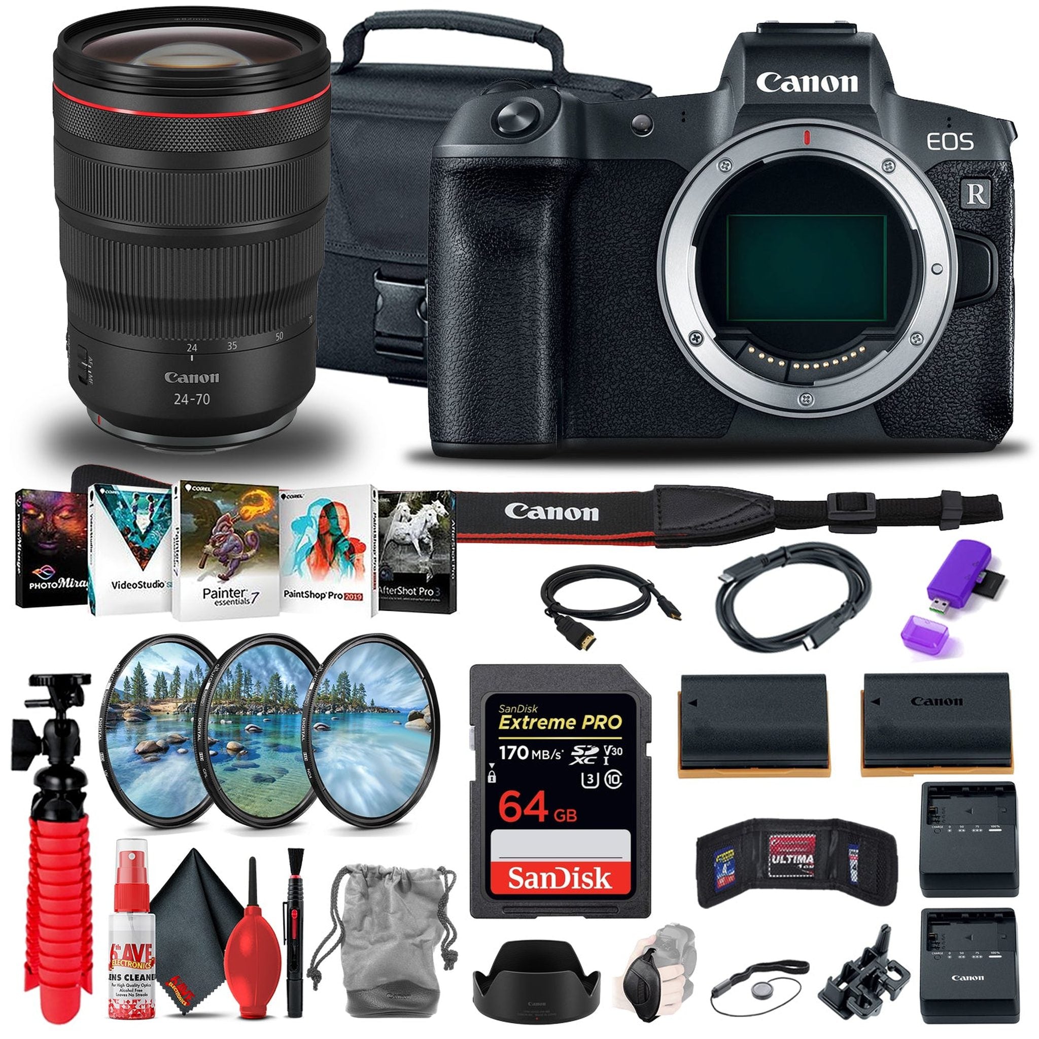 Canon EOS R Mirrorless Camera 3075C002 + Canon RF 24-70mm + More Canon