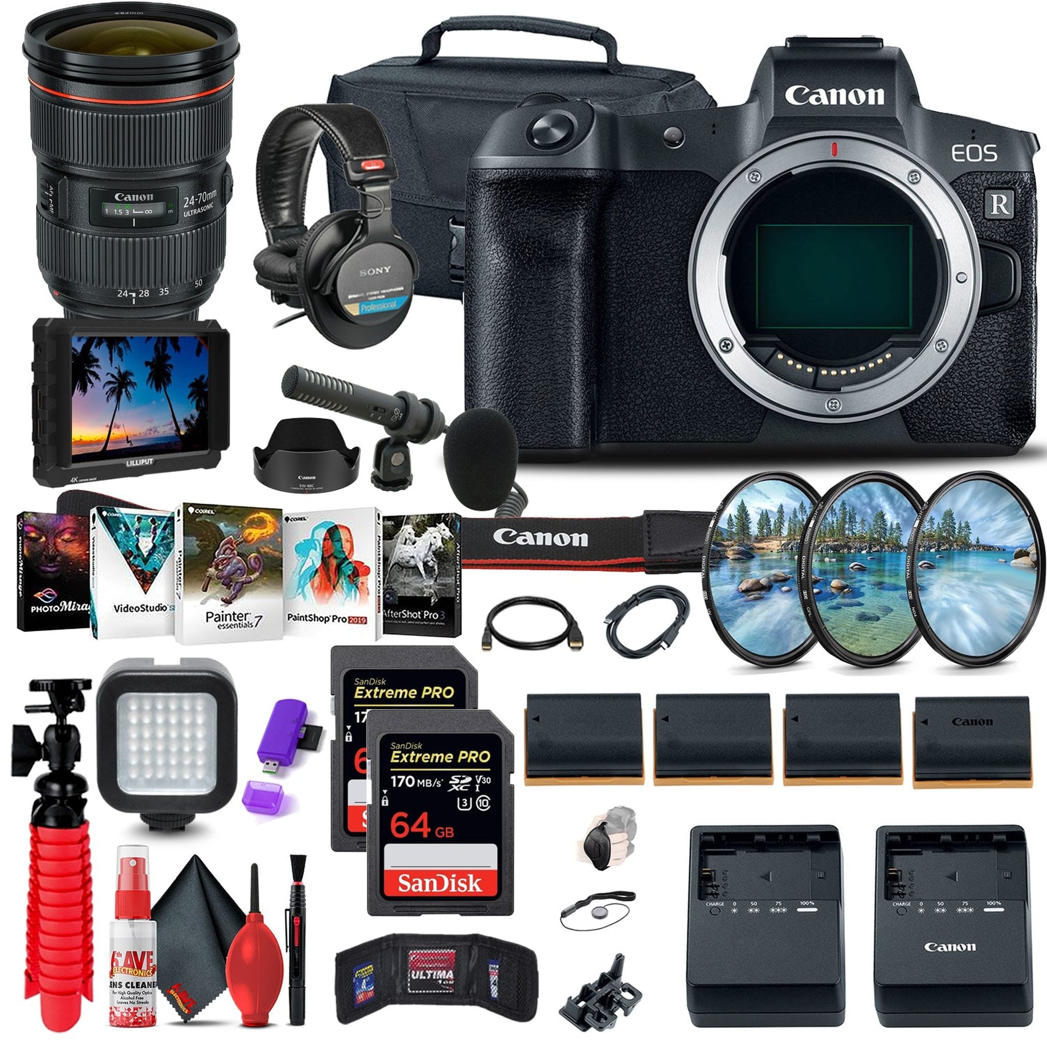 Canon EOS R Mirrorless Camera 3075C002 + Canon RF 24-70mm + More Canon