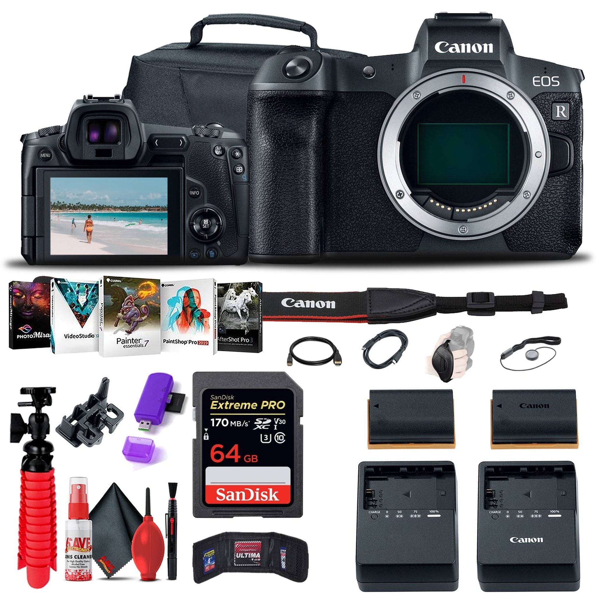 Canon EOS R Mirrorless Digital Camera 3075C002 + 64GB Memory Card Starter Bundle Canon