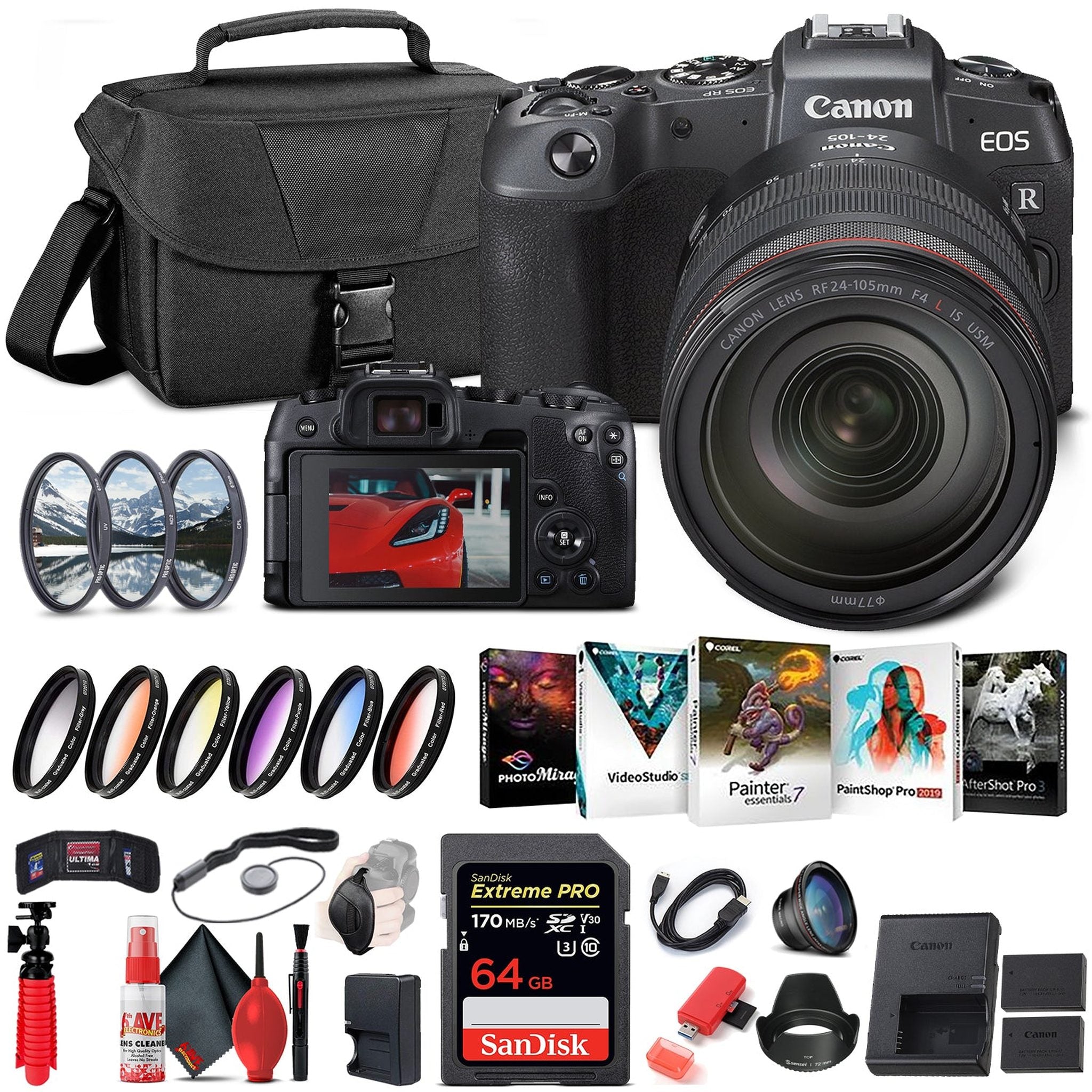 Canon EOS RP Mirrorless Camera with 24-105mm Lens 3380C012 + 64GB Starter Bundle Canon