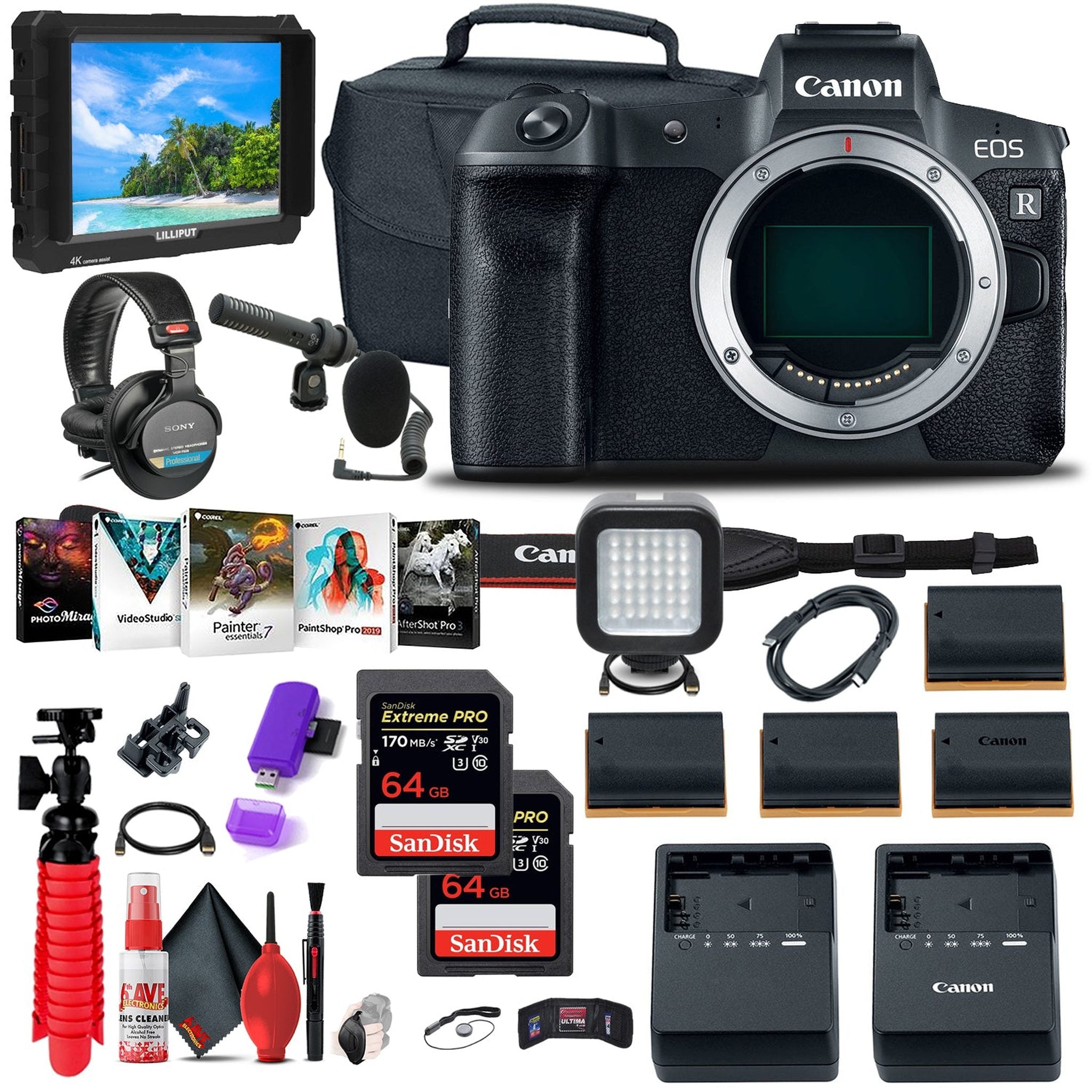 Canon EOS R Mirrorless Digital Camera 3075C002 + 4K Monitor Storage Bundle Canon