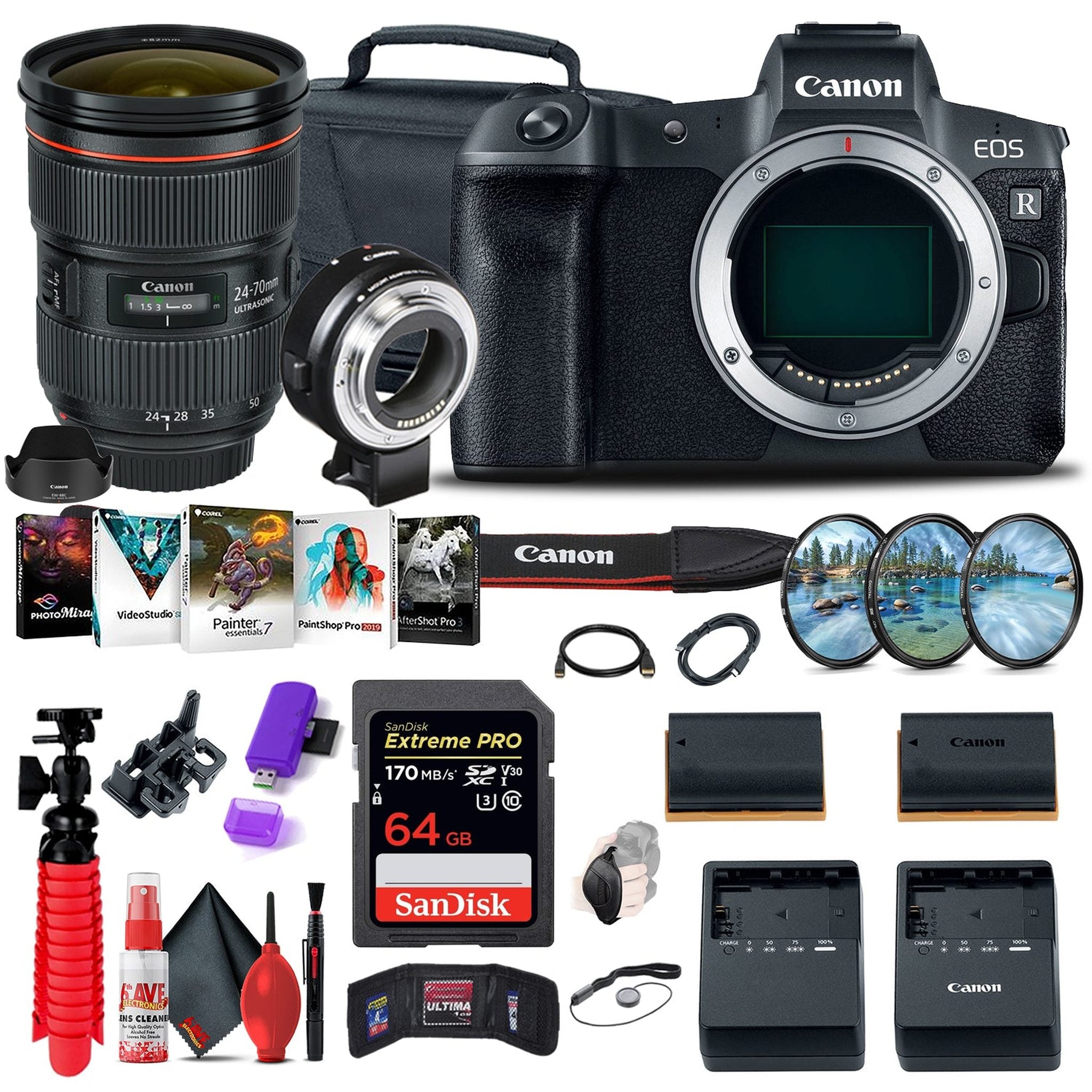 Canon EOS R Mirrorless Digital Camera 3075C002 + Canon EF 24-70mm Outdoor Bundle Canon