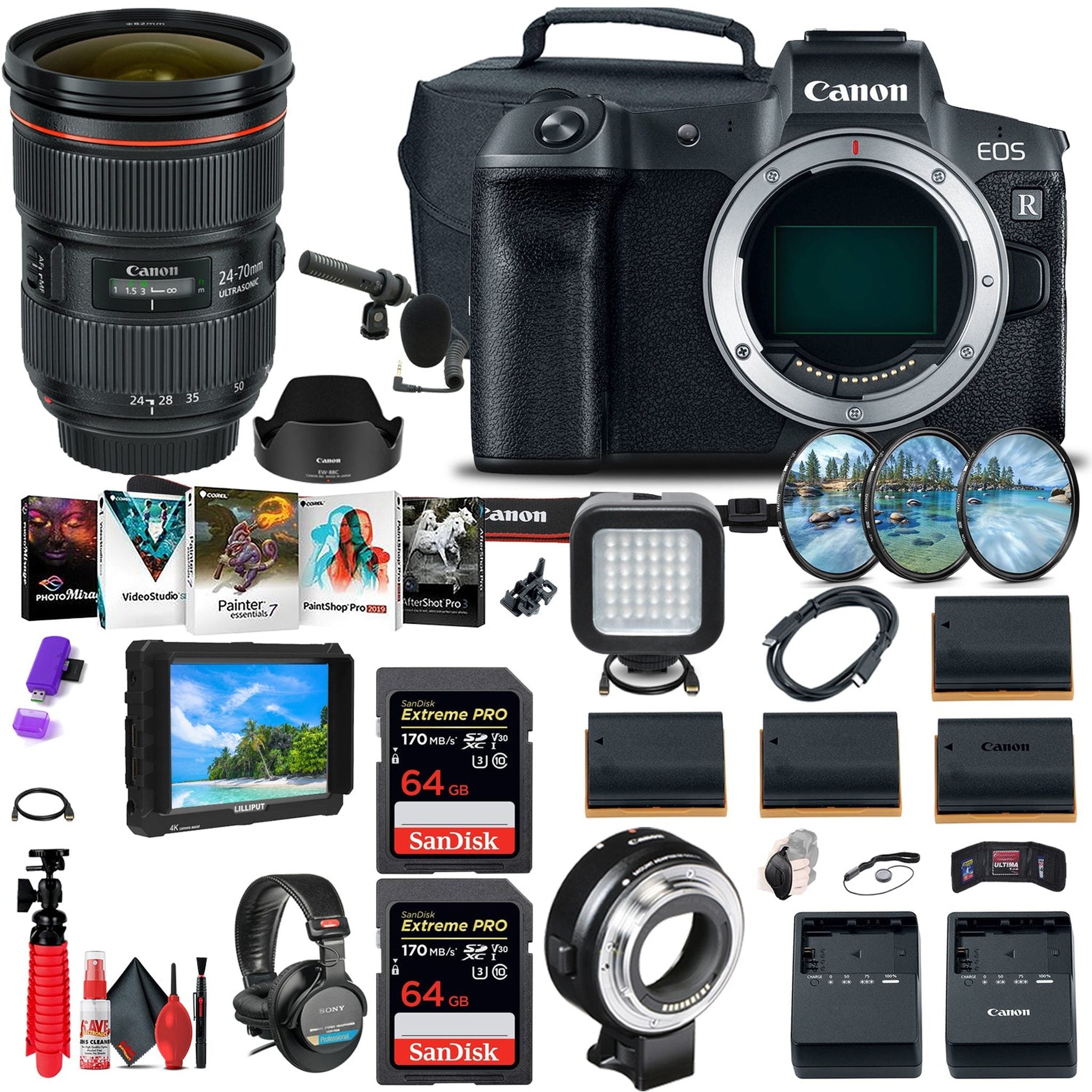 Canon EOS R Mirrorless Digital Camera 3075C002 + 4K Monitor Advanced Bundle Canon