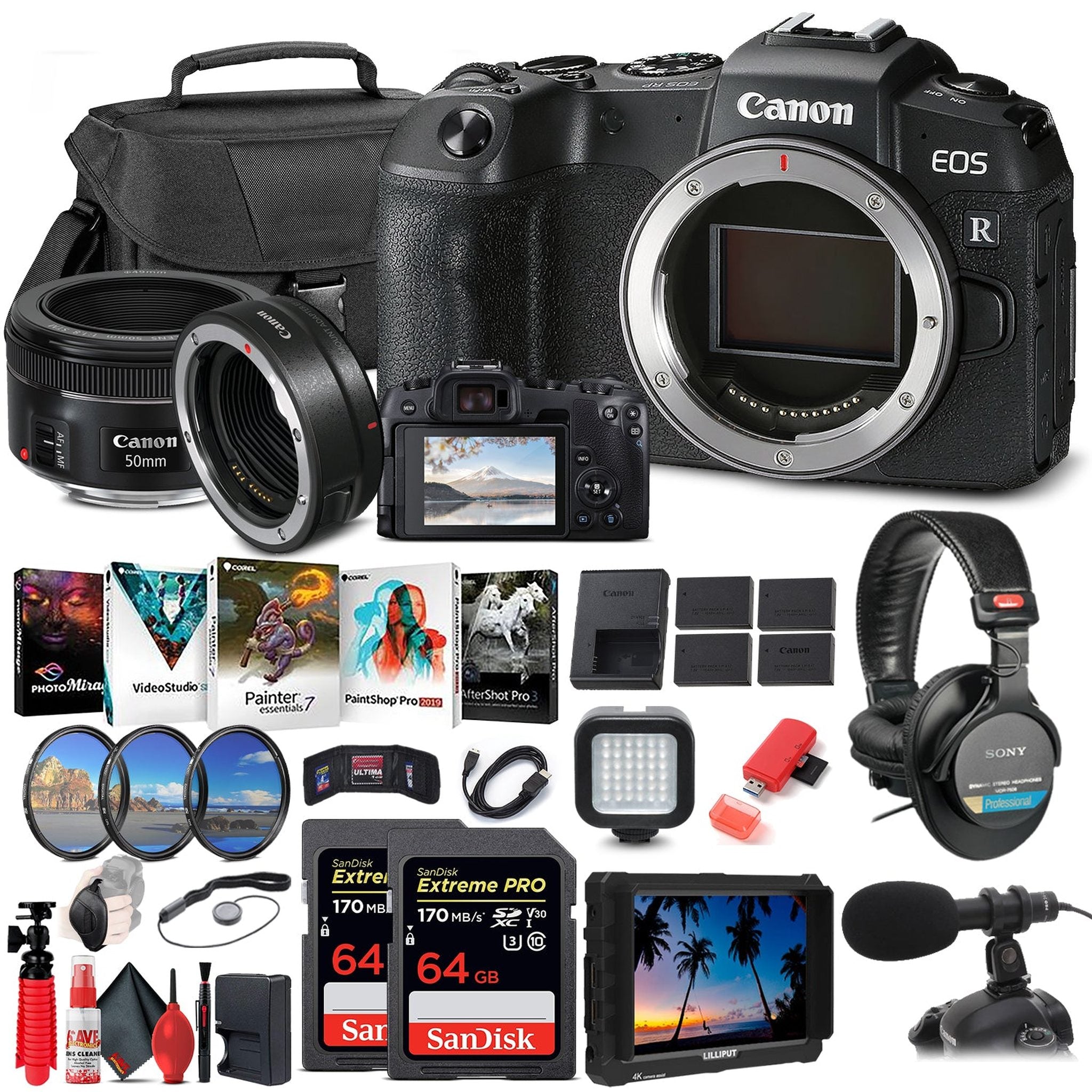 Canon EOS RP Mirrorless Digital Camera 3380C002 + 4K Monitor Ultimate Bundle Canon