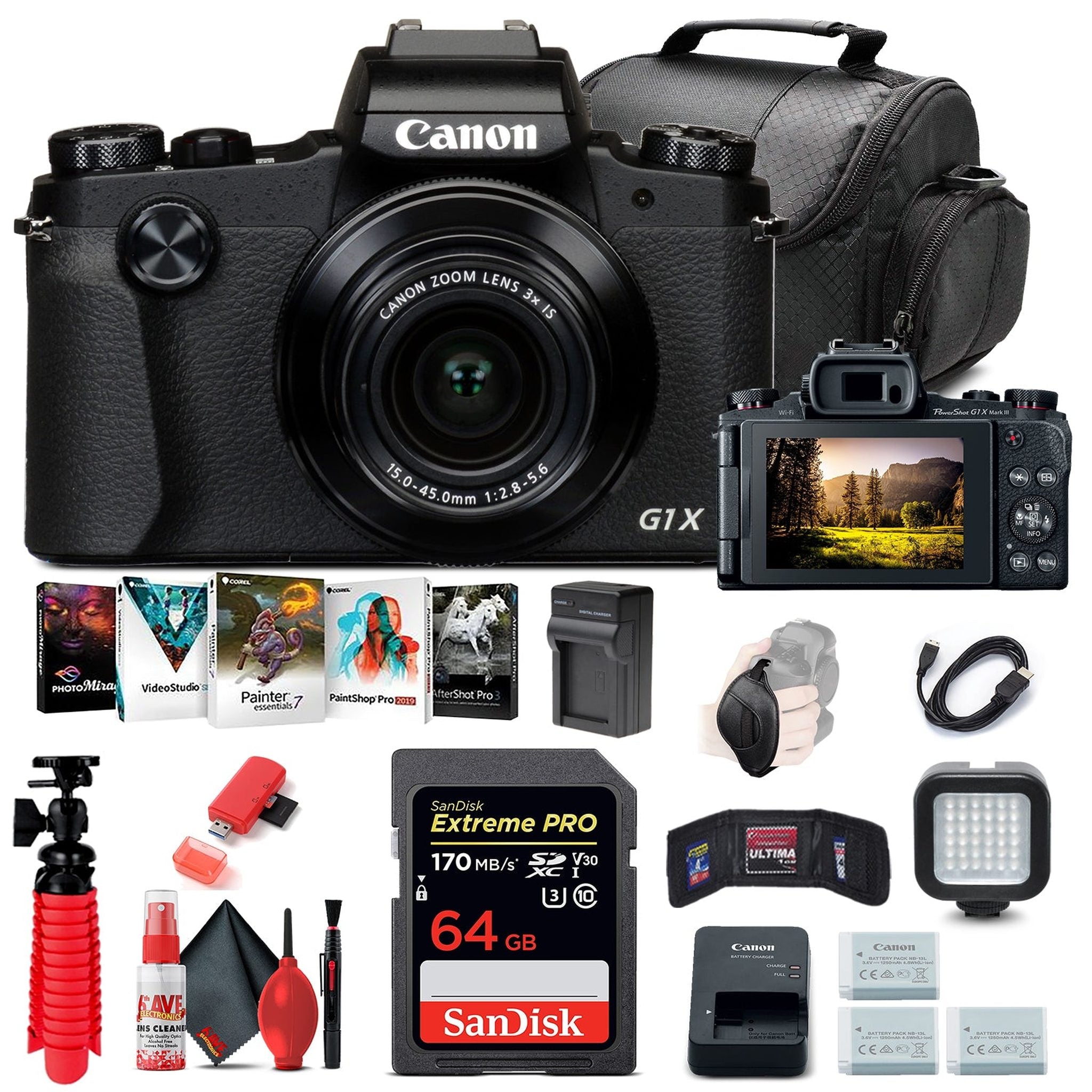 Canon PowerShot G1 X Mark III Digital Camera 2208C001 + 64GB Card Pro Bundle Canon