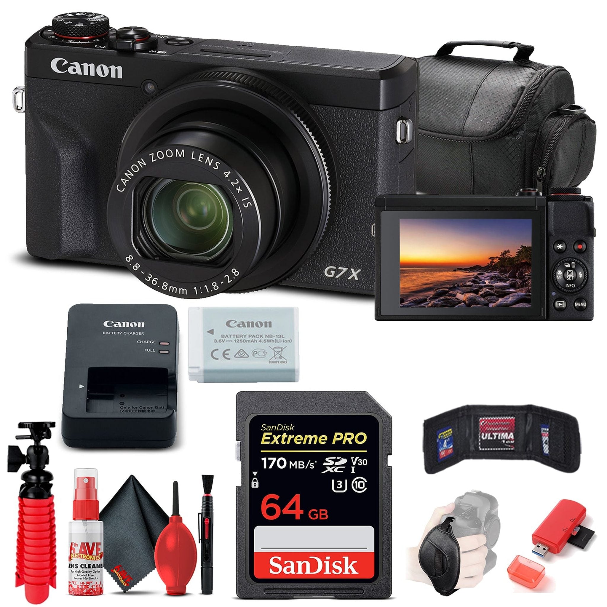 Canon PowerShot G7 X Mark III Digital Camera 3637C001 + 64GB Card Base Bundle Canon