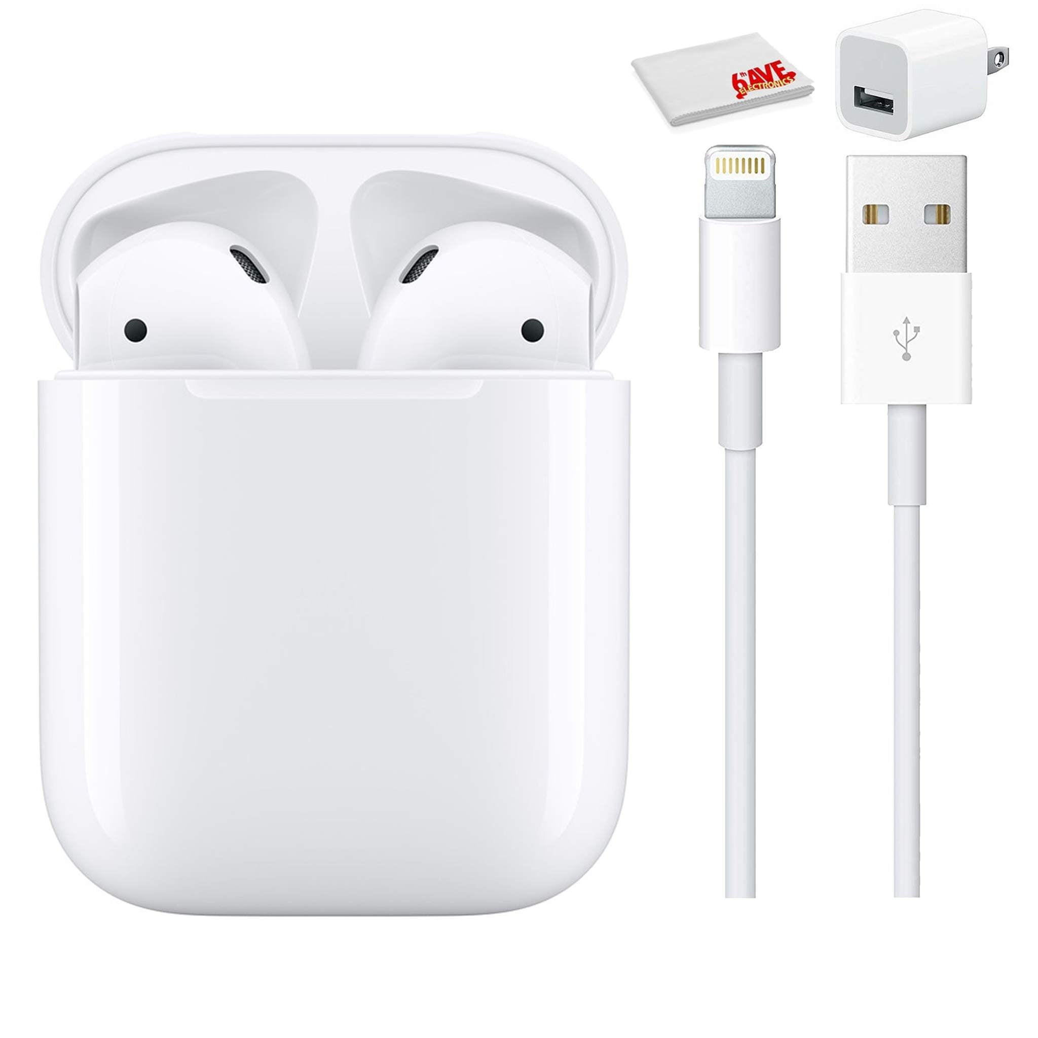 Apple AirPods with Charging Case (2nd Generation) (MV7N2AM/A) - With Cleaning Cloth and USB Power Adapter (Renewed) - Reconditioned