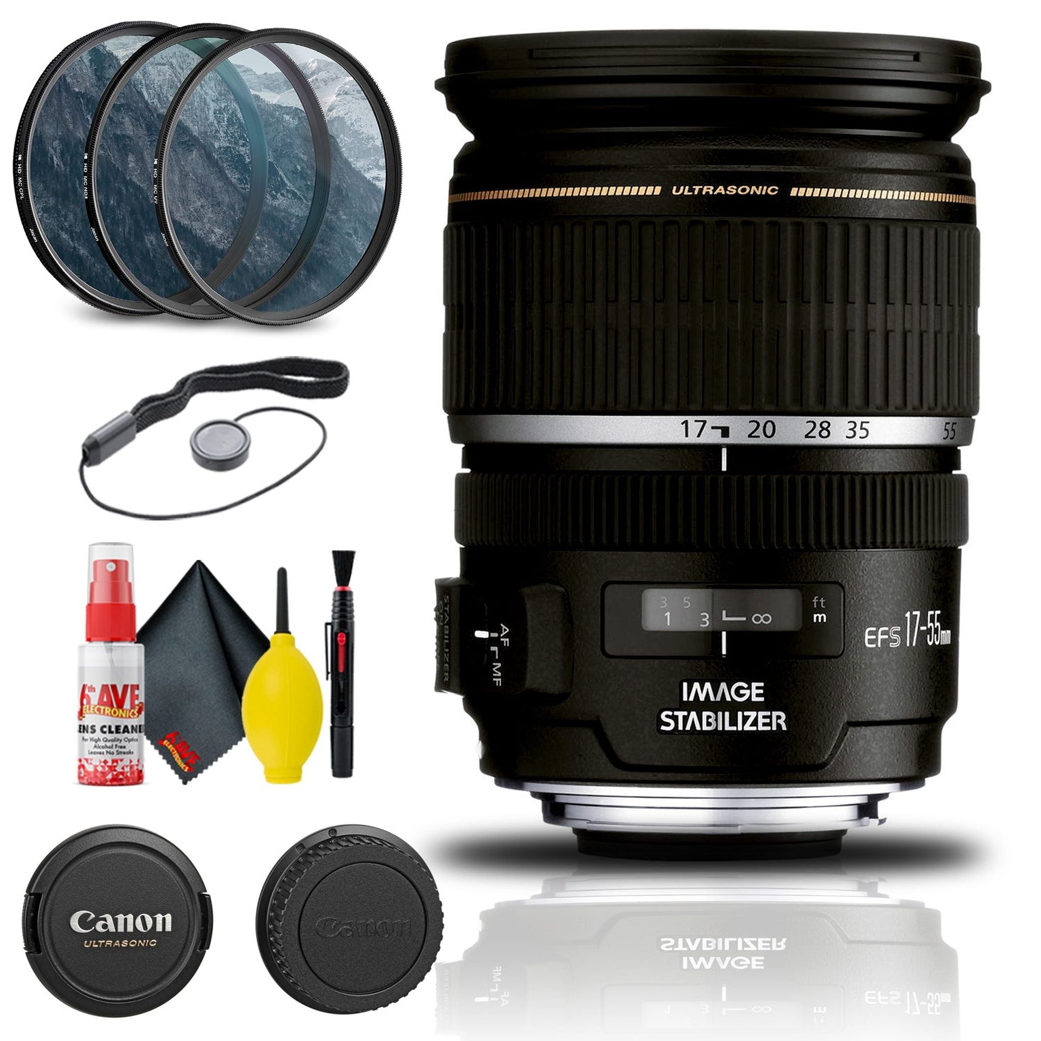 Canon EF-S 17-55mm f/2.8 IS USM Lens 1242B002 + Filter Kit + Cap Keeper + More Canon